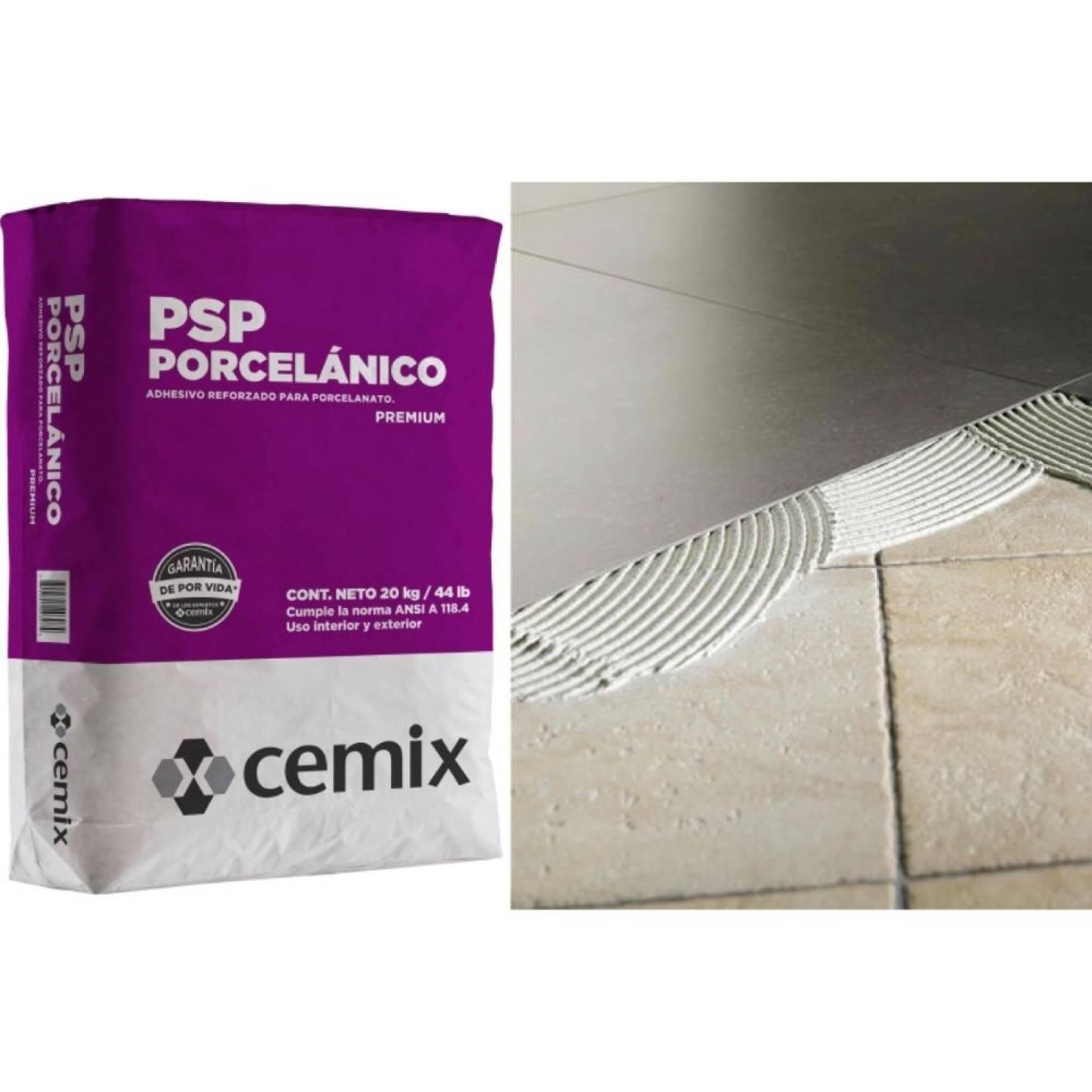 Adhesivo Reforzado Para Porcelanato Psp Cemix 20 Kg