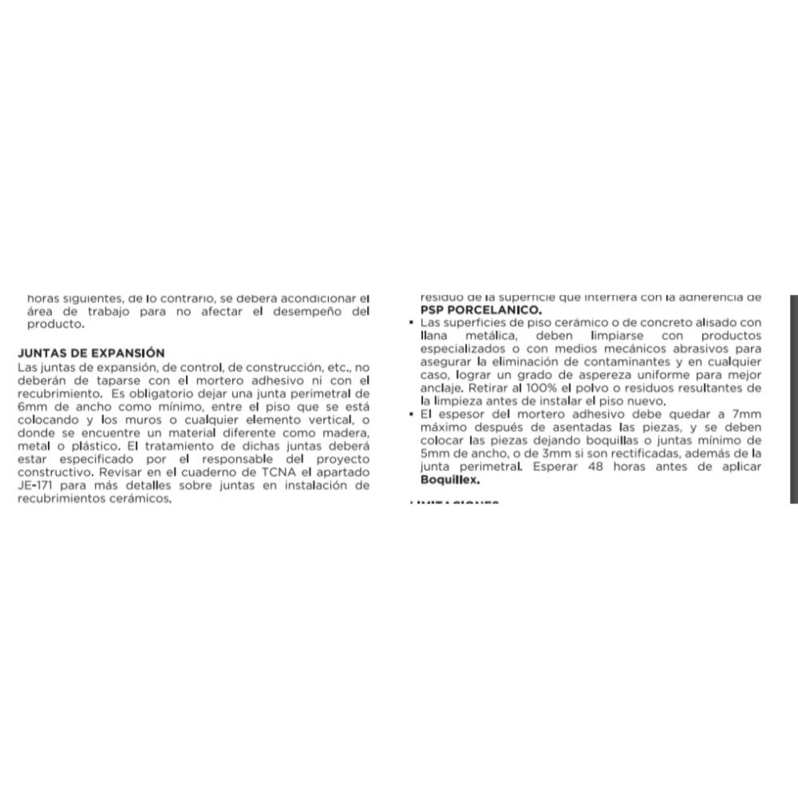 Adhesivo Reforzado Para Porcelanato Psp Cemix 20 Kg