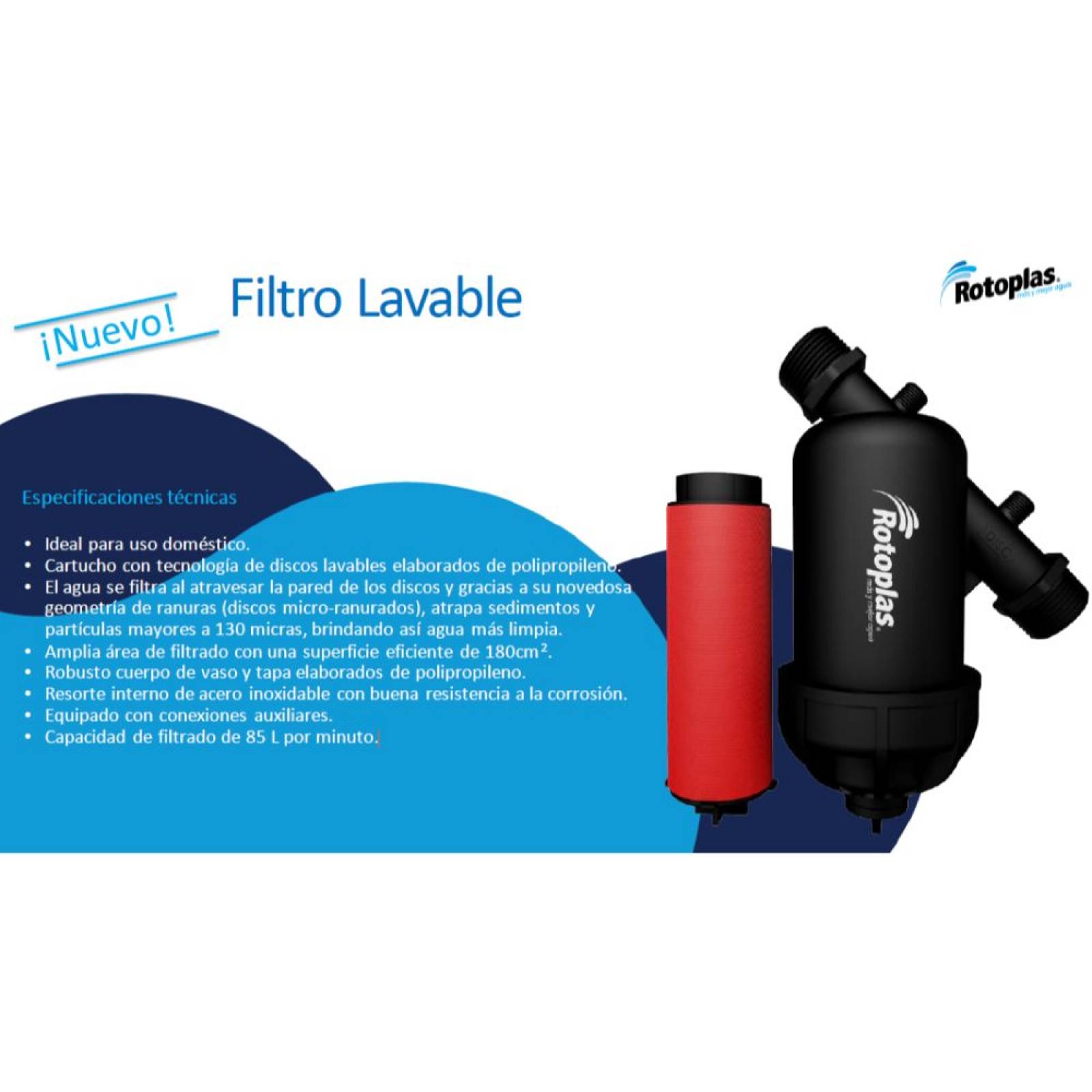 Filtro De Agua De Discos Lavables Rotoplas 300427