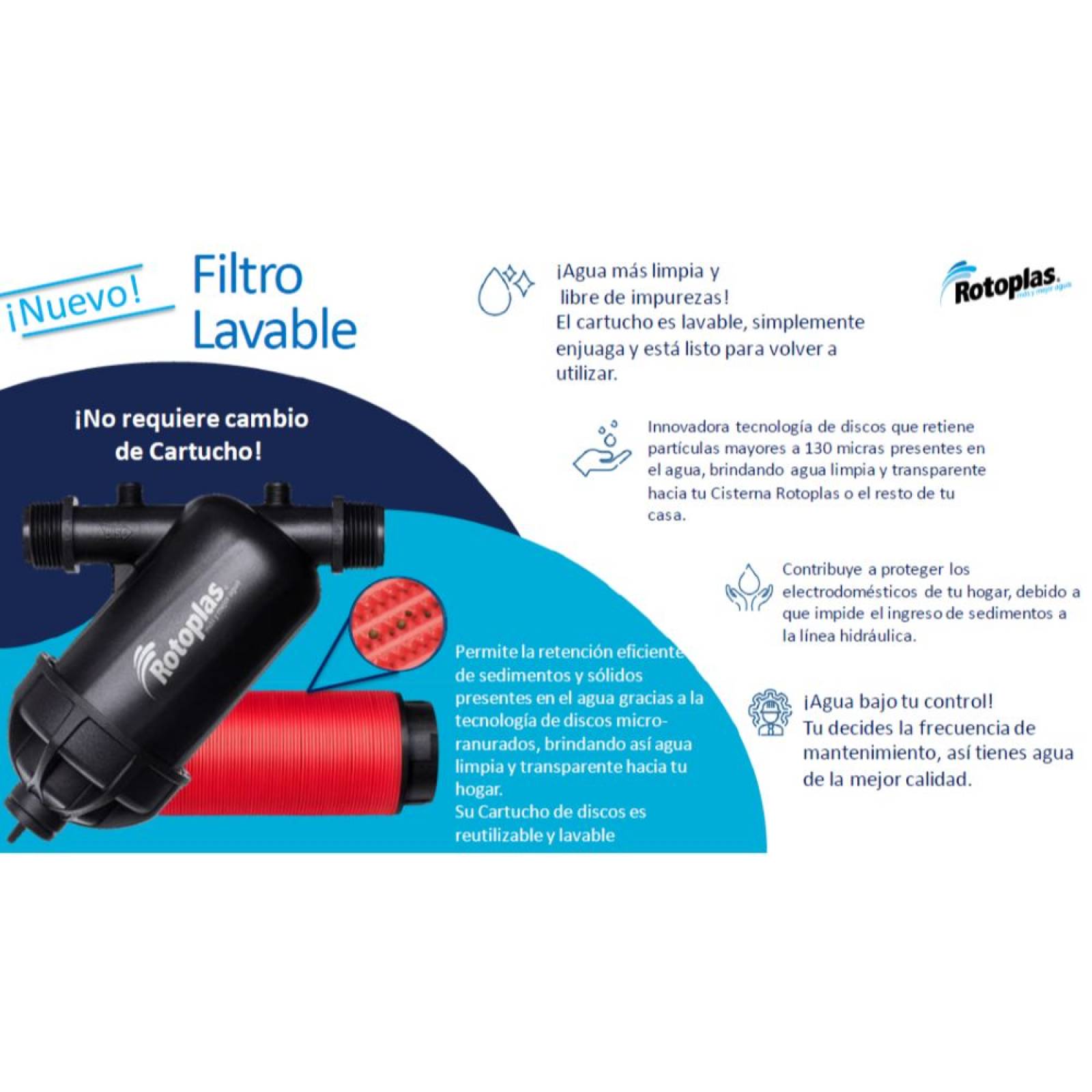 Filtro De Agua De Discos Lavables Rotoplas 300427
