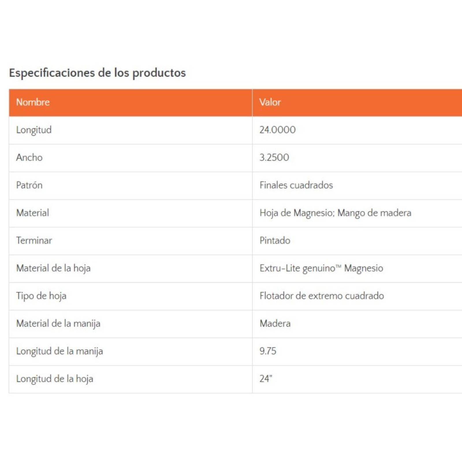 Flota Cuadrada De Magnesio De 24 PuLG Para Concreto Kraft