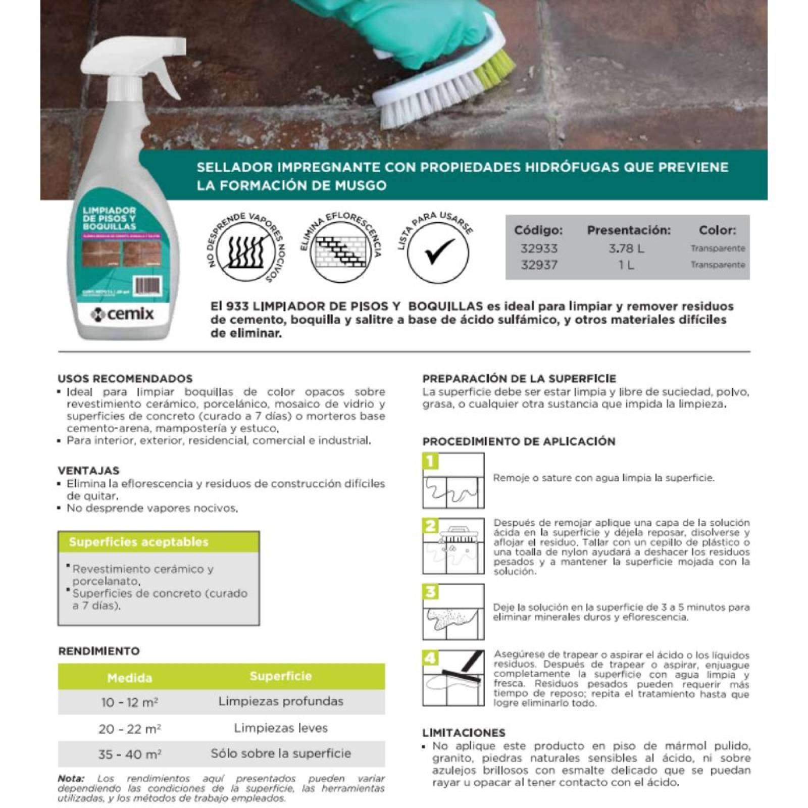 2 Limpiador De Pisos Y Boquillas De 1 Litro Cemix (ade-019)