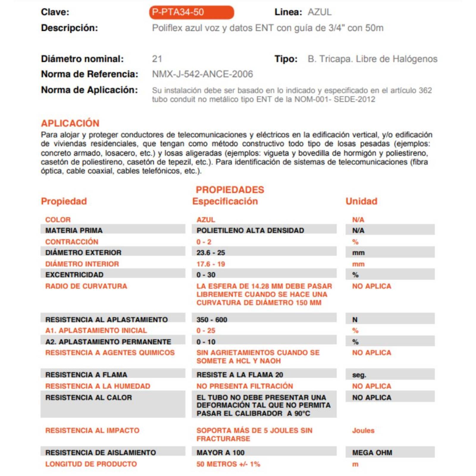 Poliflex Azul De 3/4 Rollo 50 Metros Con Guía (flex-021)