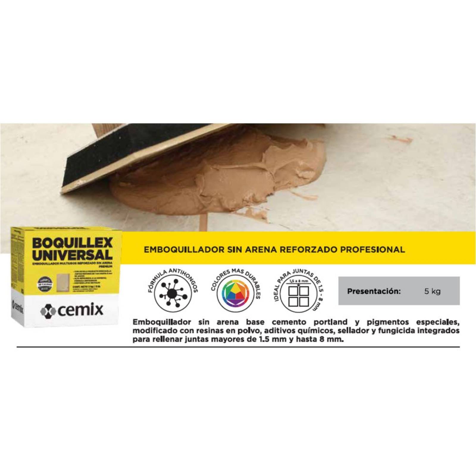 Boquilla Sin Arena Reforzado Profesional 5kg Chocolate Cemix