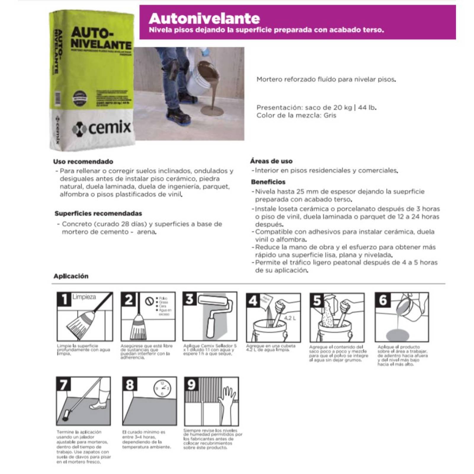 Autonivelante Reforzado Cemix