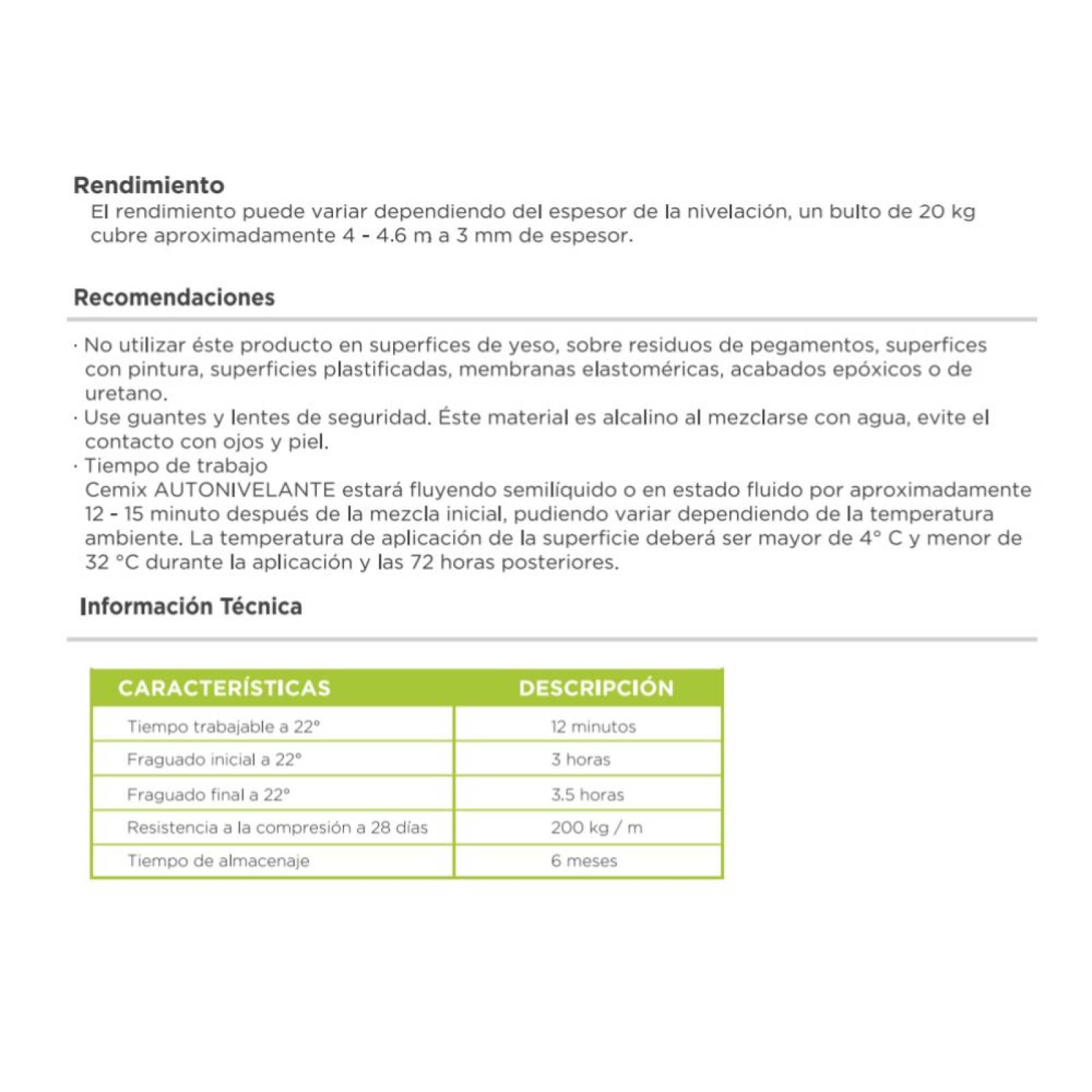 Autonivelante Reforzado Cemix