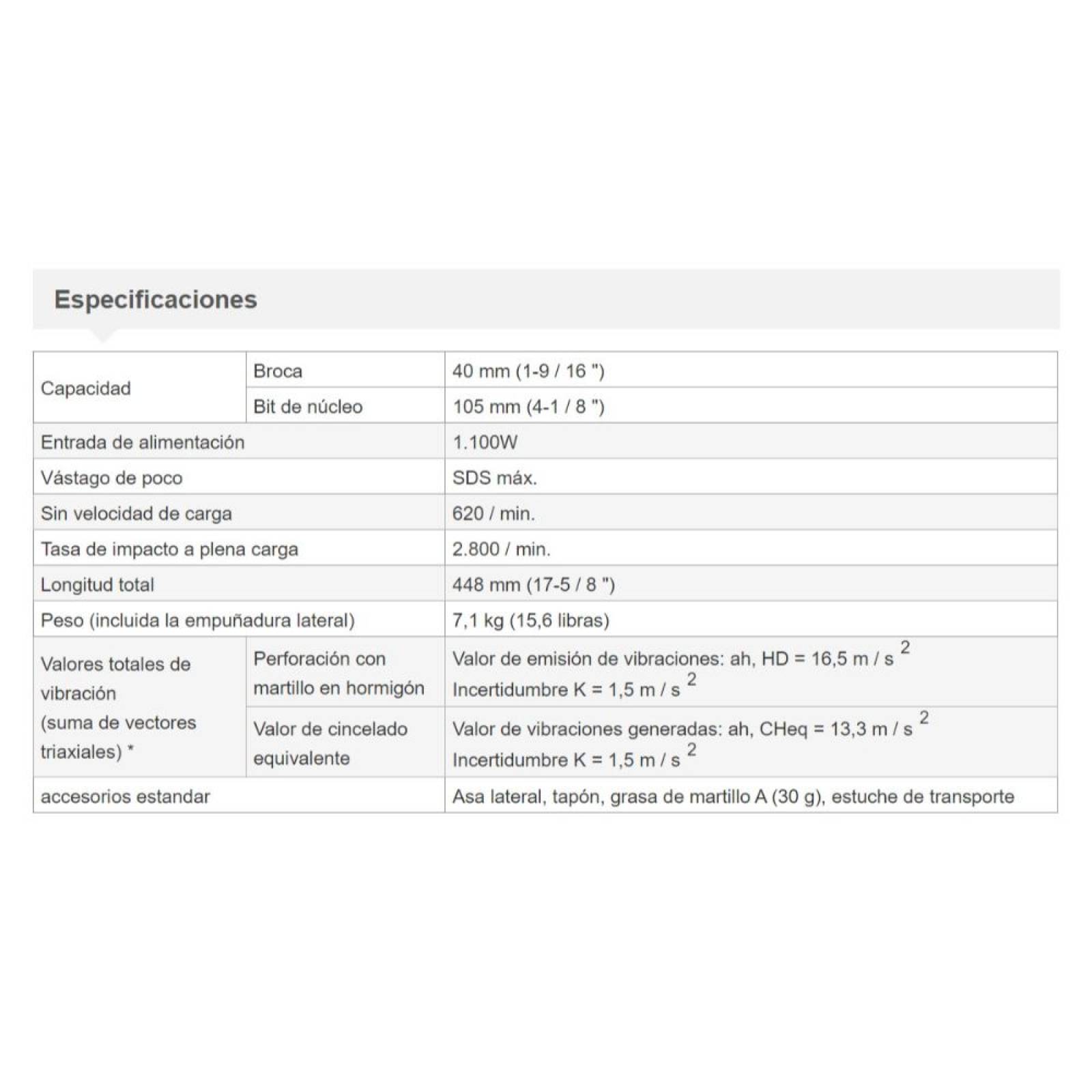 Rotomartillo Cincelador Sds Max De 1100w Hitachi Dh40mc