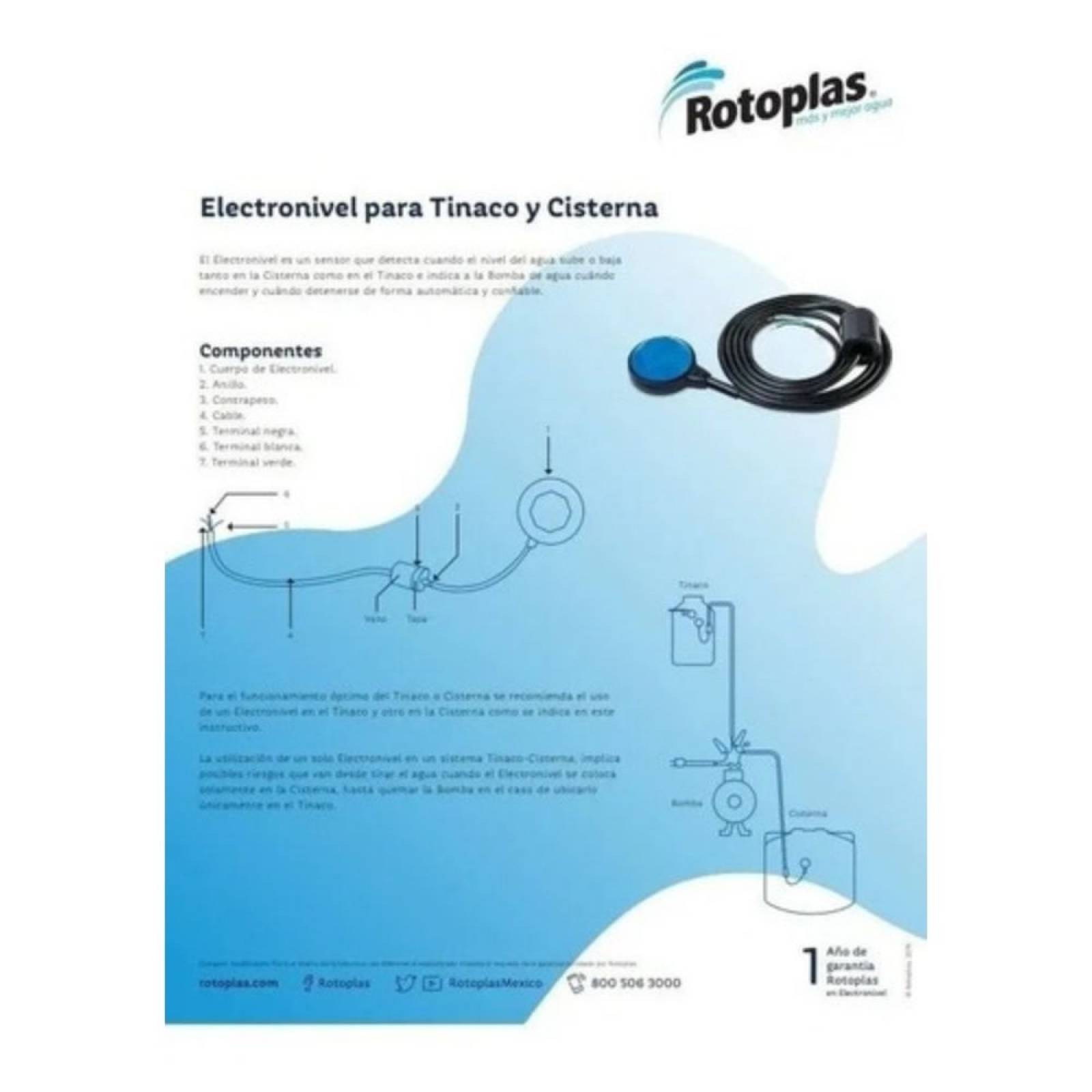 Flotador Eléctrico Electronivel 3m Rotoplas 310033
