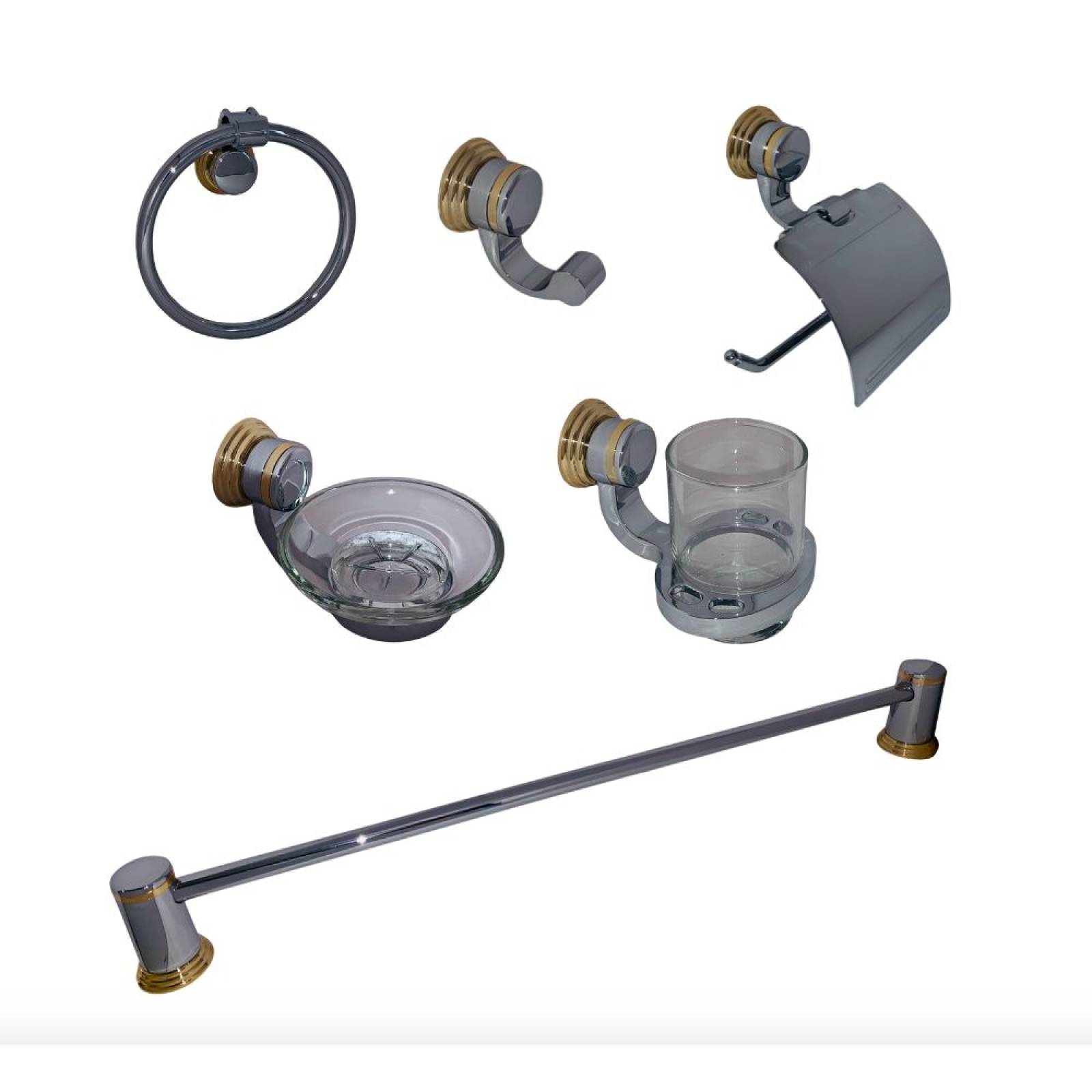 Juego De Accesorios Para Baño Monaco Cromo Oro Urrea 1400.1