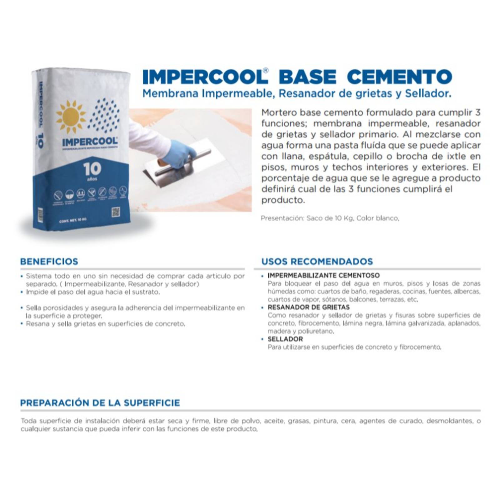 Impercool Base Cemento Cemix 10 Kg