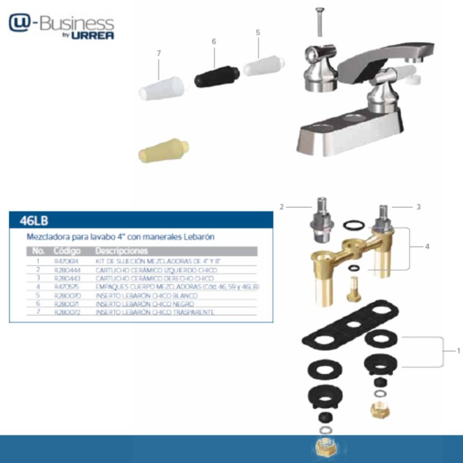 Mezcladora Para Lavabo De 4 PuLG Cromo Lebaron Urrea 46lb