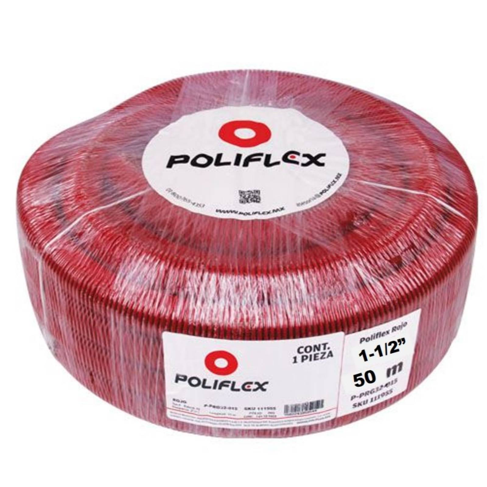 Poliflex Rojo Ref De 1-1/2 Rollo 50 Metros Sin Guía Flex-017