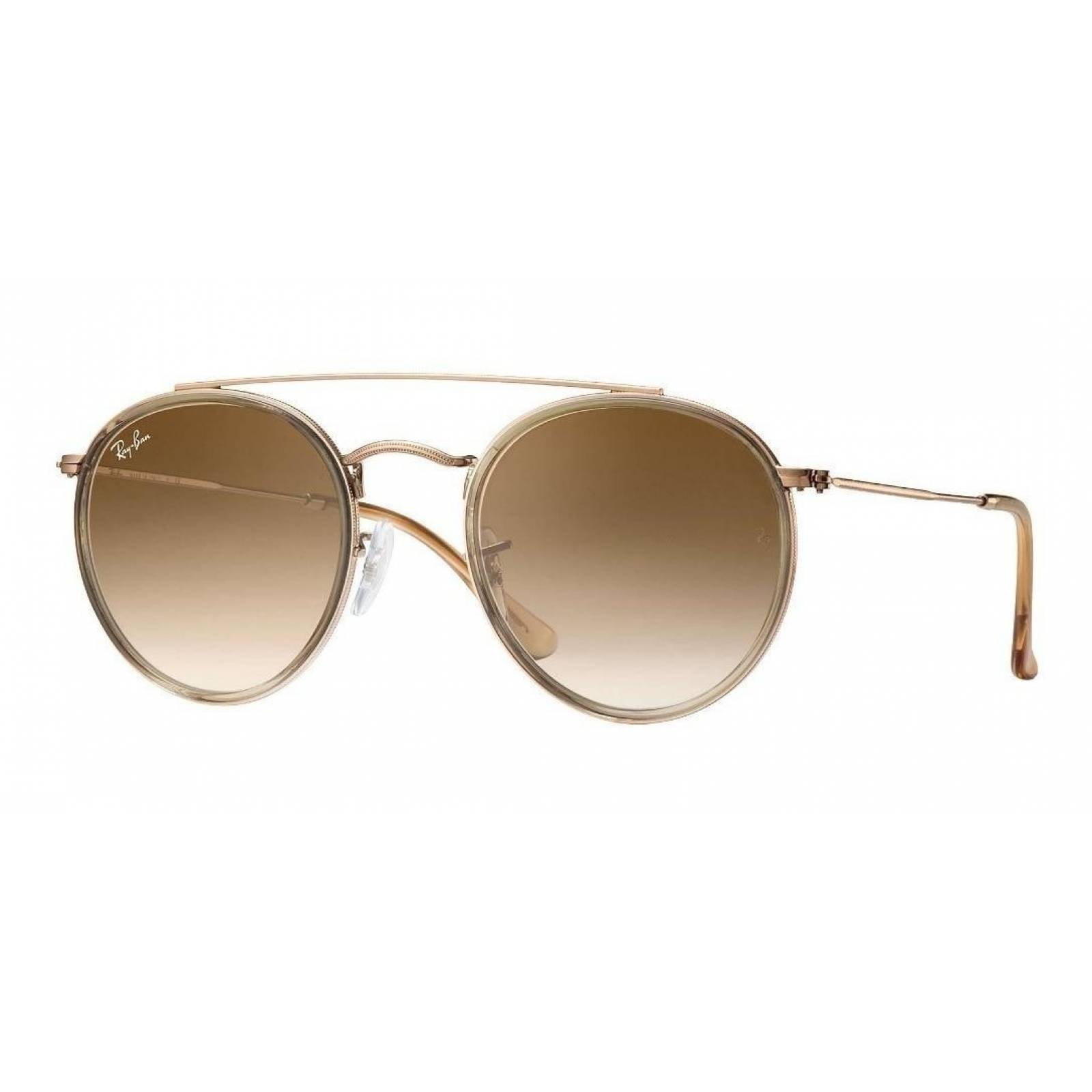 Lentes de sol Ray Ban Rb3647n 907051 Round Double Bridge Cafe Degradado