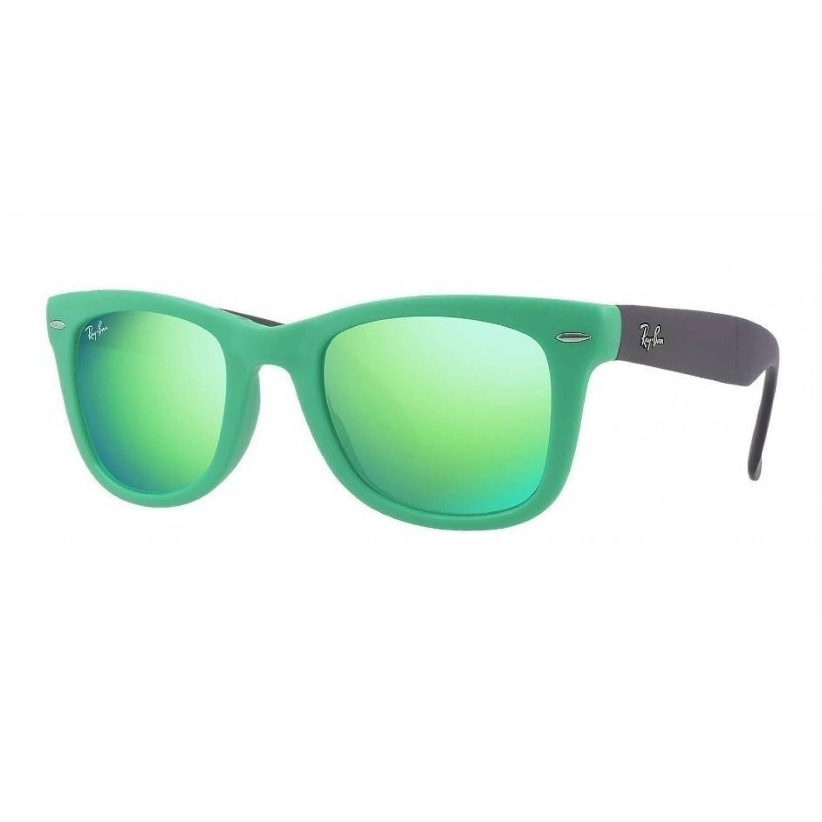 Lentes de sol Ray Ban Rb4105 6021/19 Wayfarer Folding Negro Verde Espejo