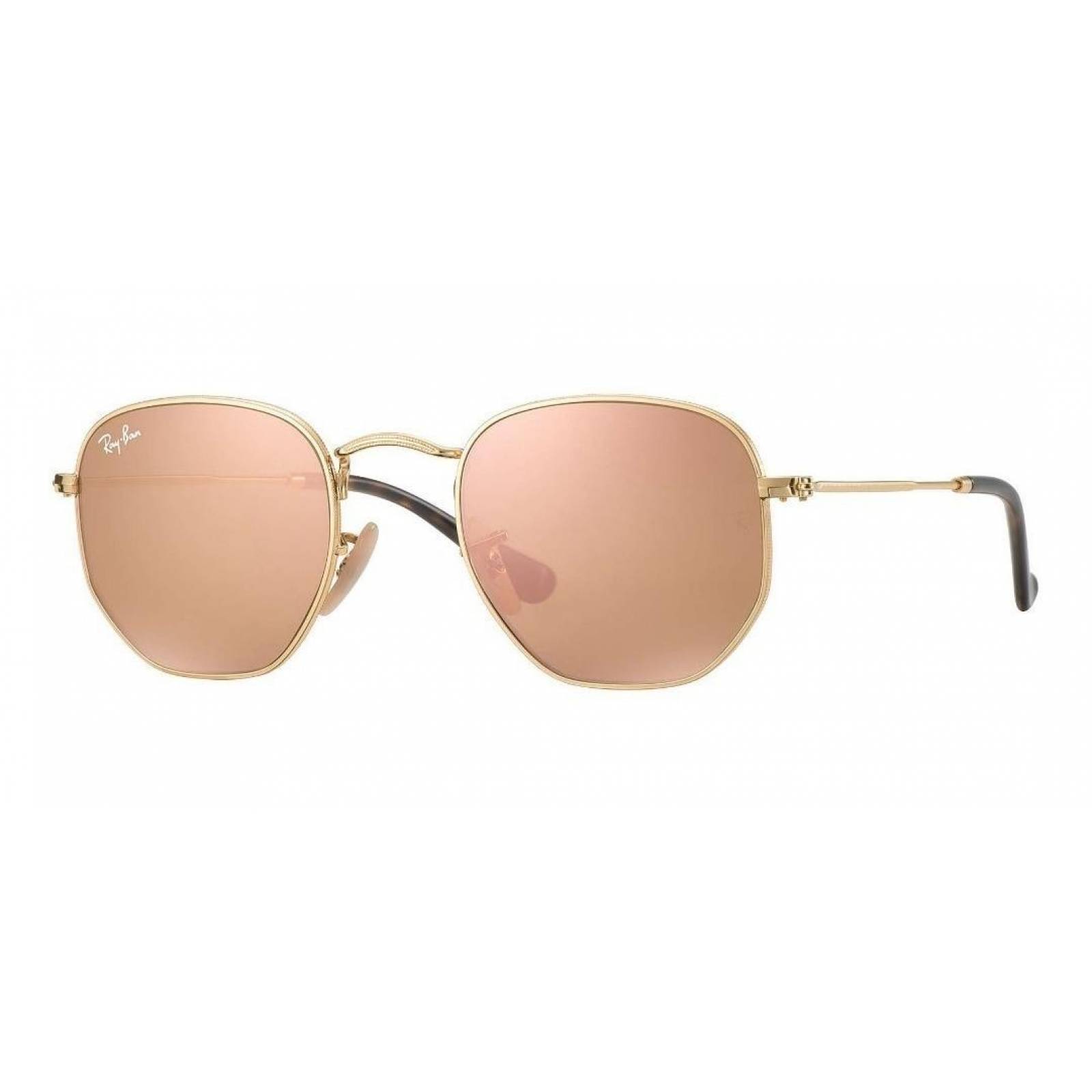 Lentes de sol Ray Ban Rb3548n 001/z2 Hexagonal Rosa Espejo Dorado
