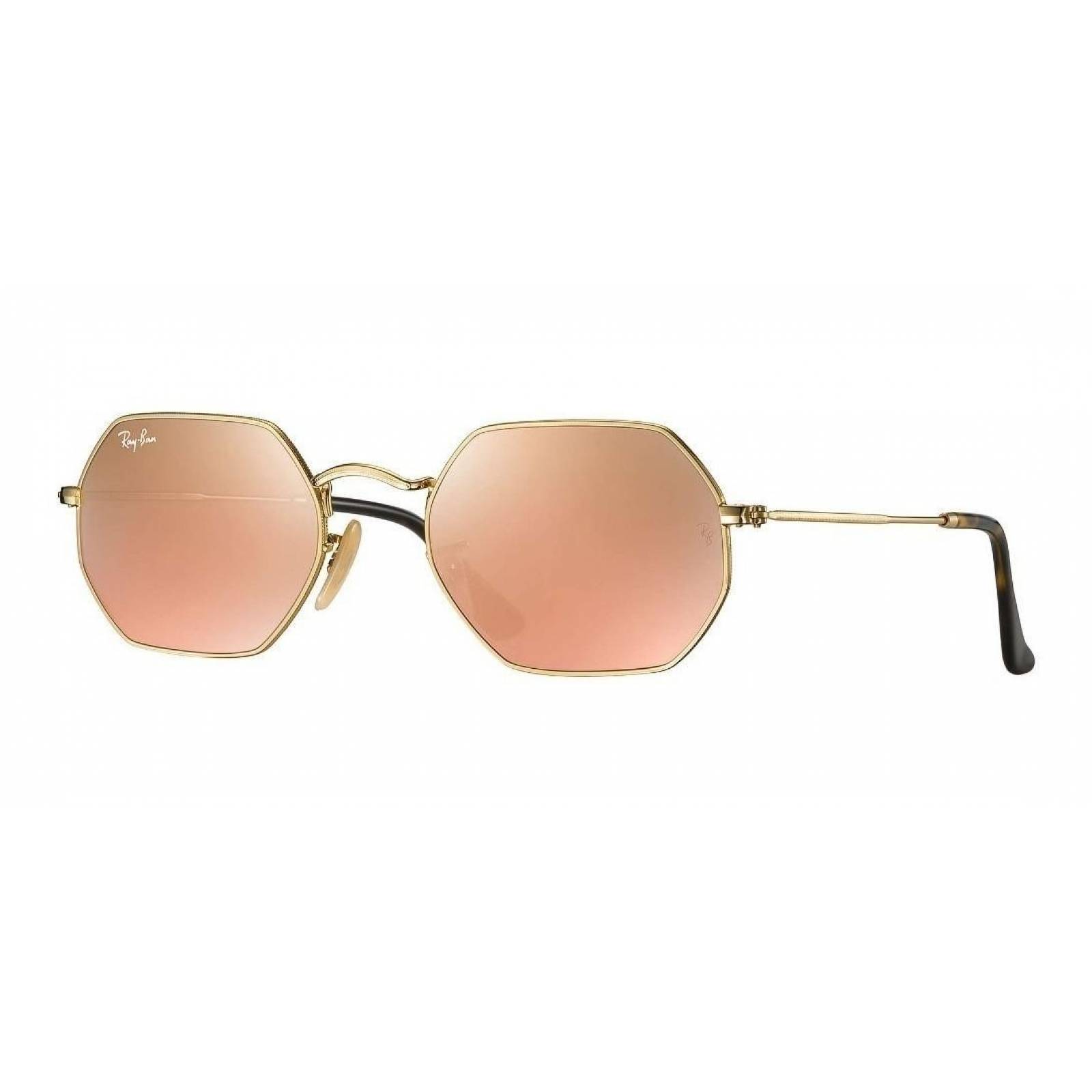 Lentes de sol Ray Ban Rb3556n 001/z2 Octagonal Flat Rosa Dorado