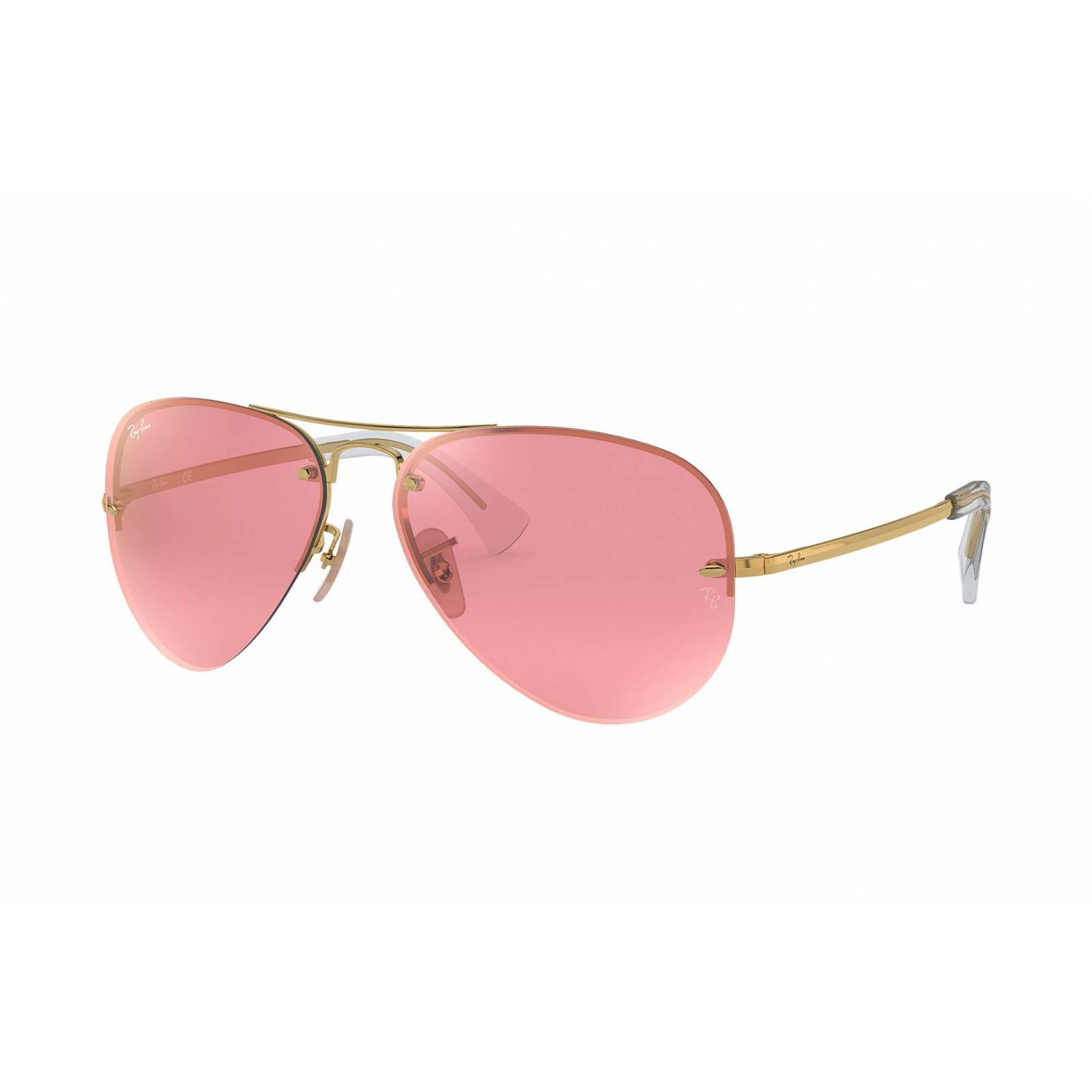 Lentes de sol Ray Ban RB3449 001/E4 Aviator Rosa Espejo Dorado