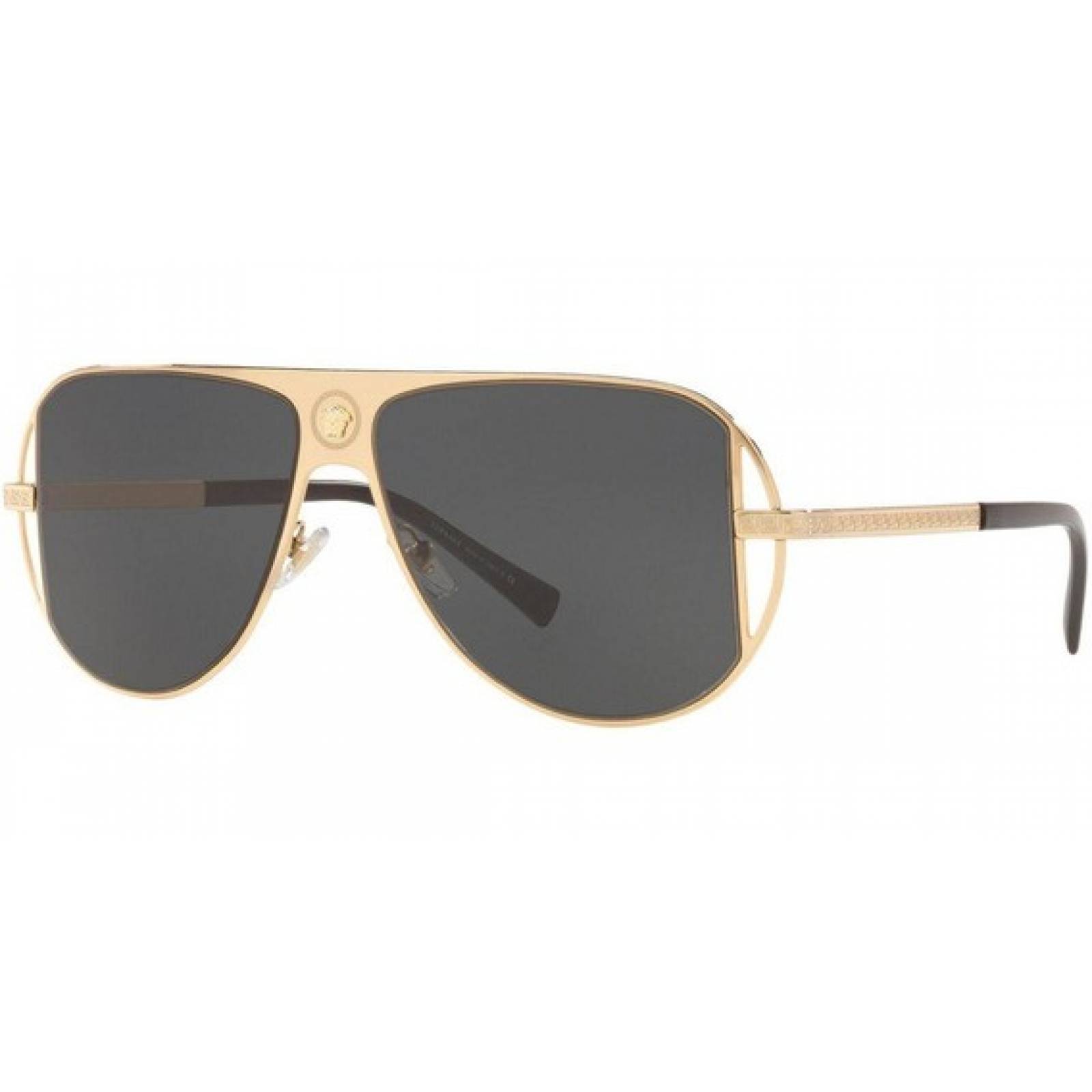 Lentes Versace VE2212 1002/87 Square Aviator Negro Dorado Clasico