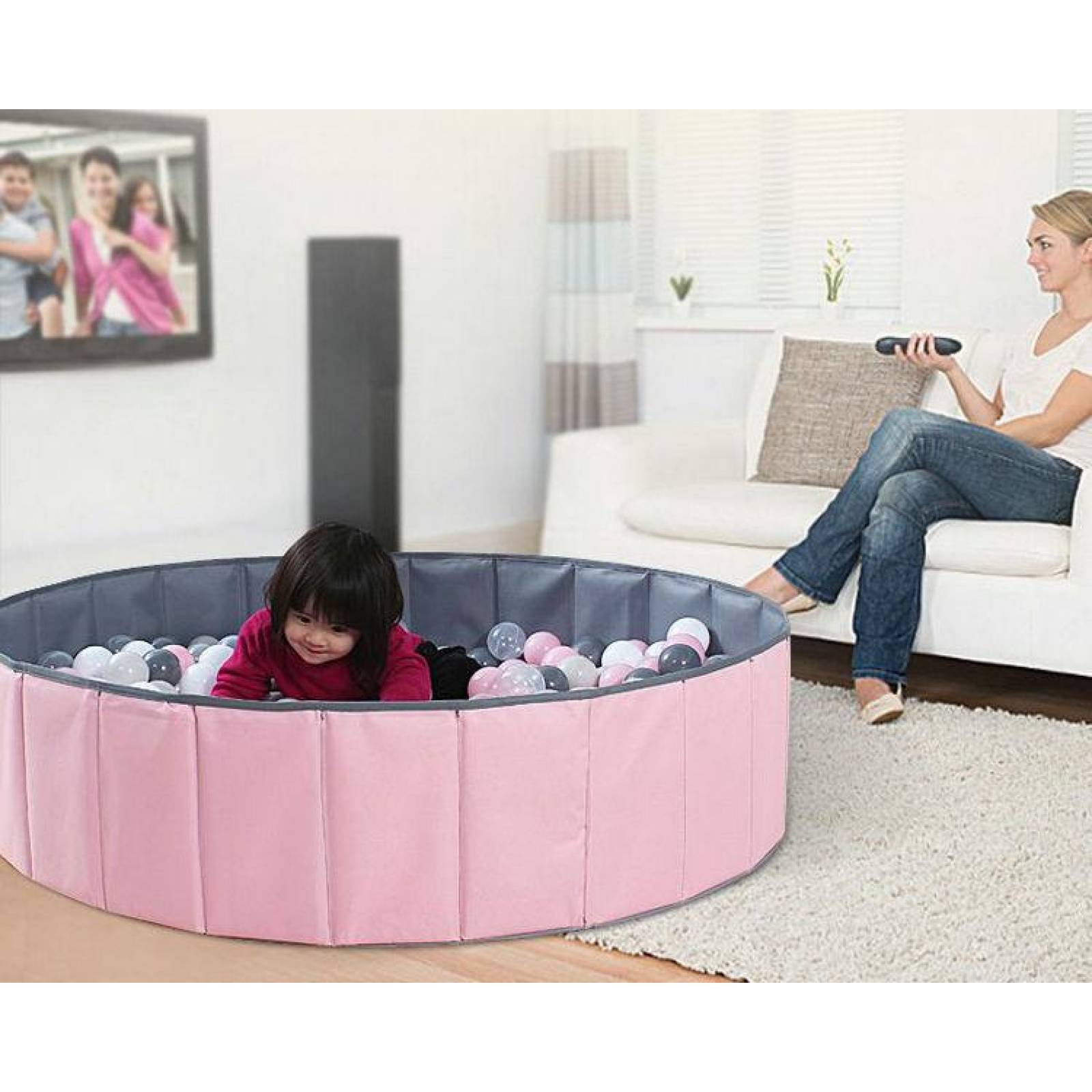 Alberca de Pelotas- Rosa Plegable Bebes, Infantil 