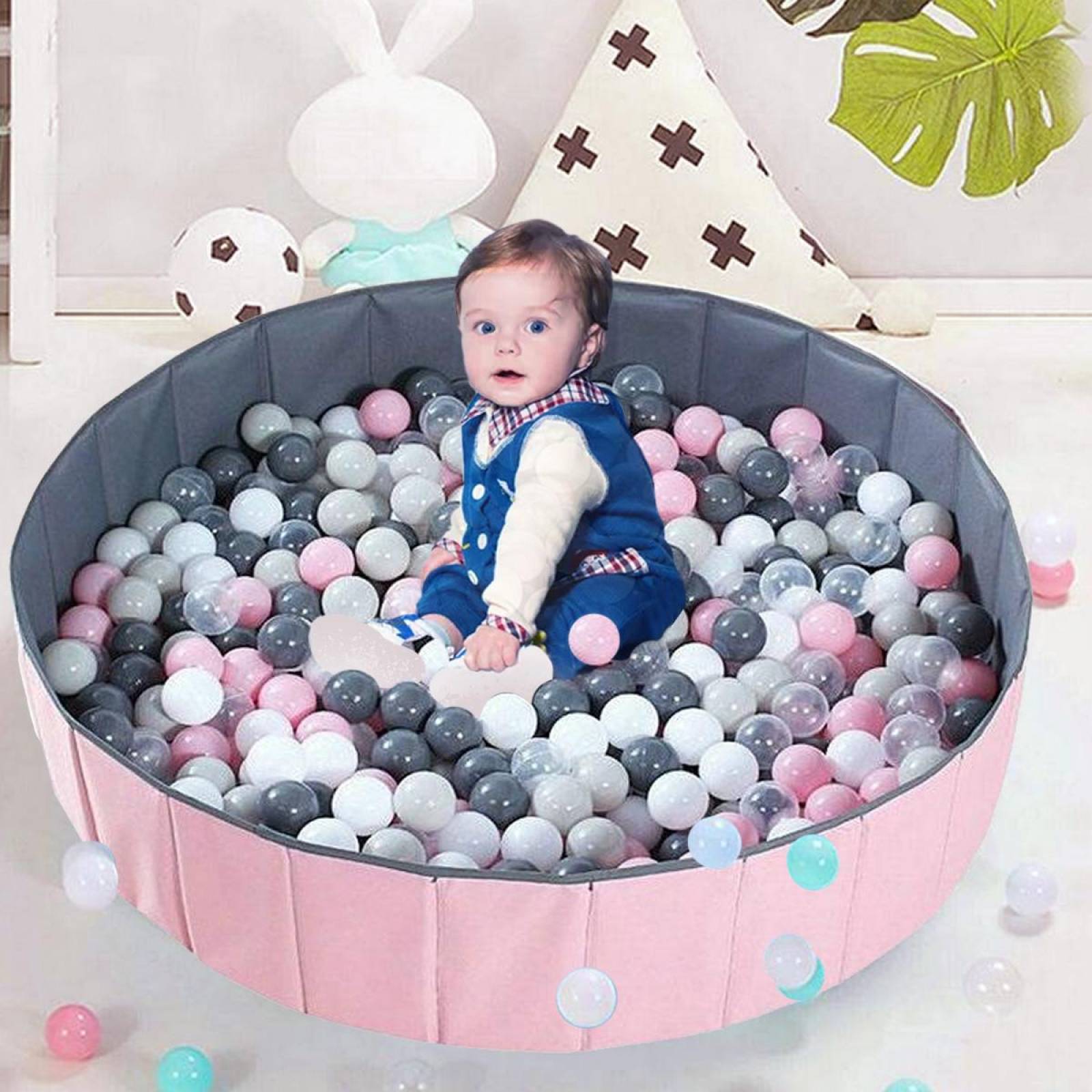 Alberca de Pelotas- Rosa Plegable Bebes, Infantil 