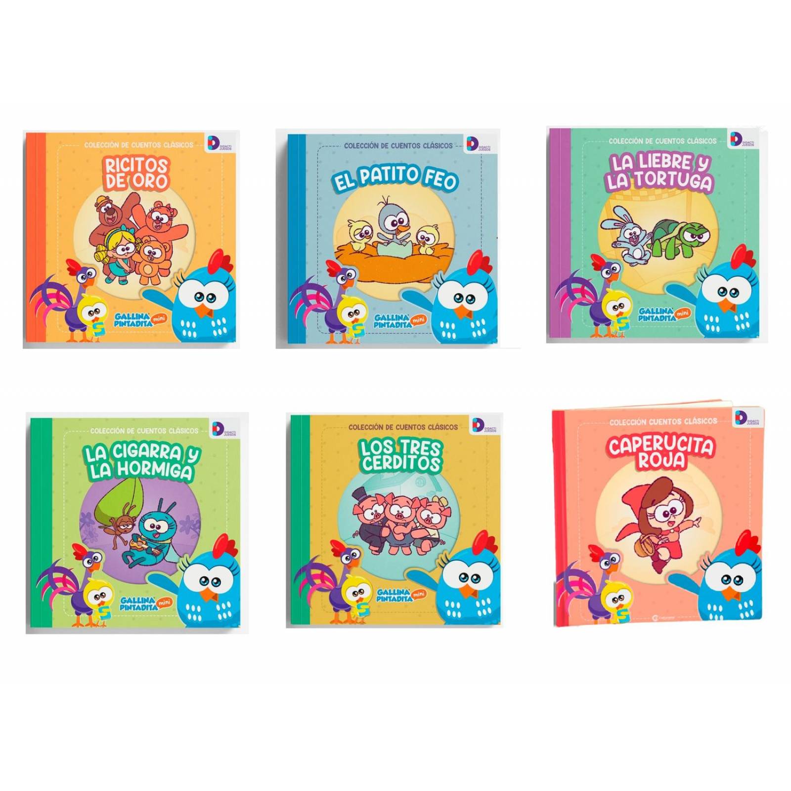 Colección De Cuentos Clasicos Infantiles: Gallina Pintadita - 6 Pz- Didactijuegos 