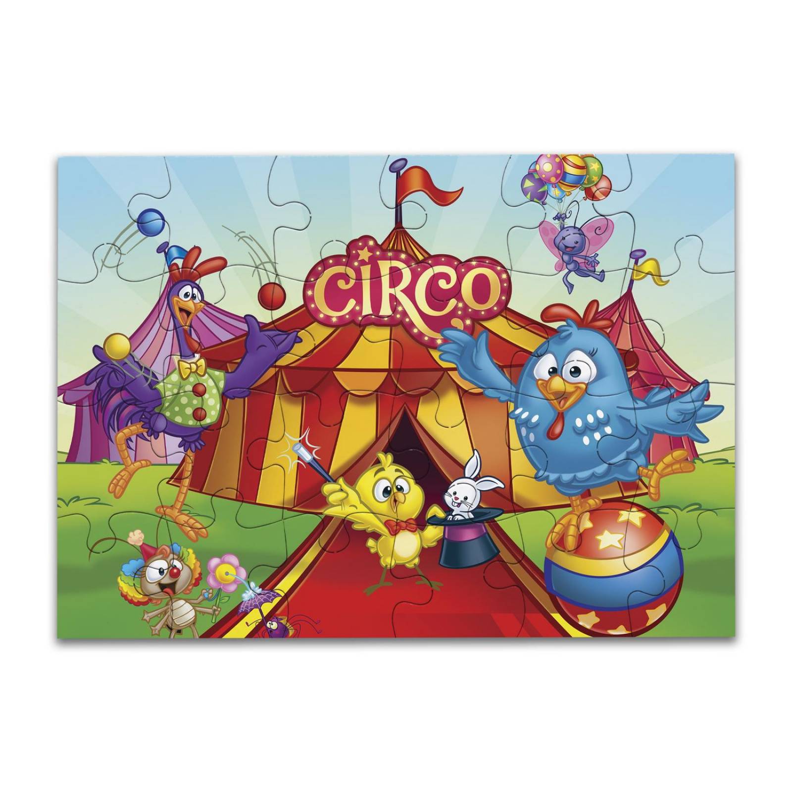 Rompecabezas Pieza Gigante Gallina Pintadita Circo 24 Pz .