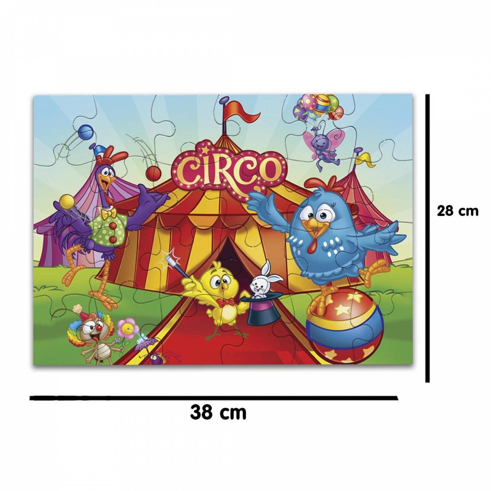 Rompecabezas Pieza Gigante Gallina Pintadita Circo 24 Pz .