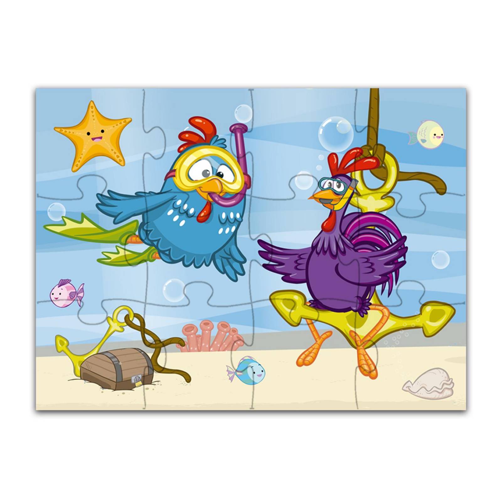 Rompecabezas 2 en 1 Gallina Pintadita Playa 12 y 24 Piezas 