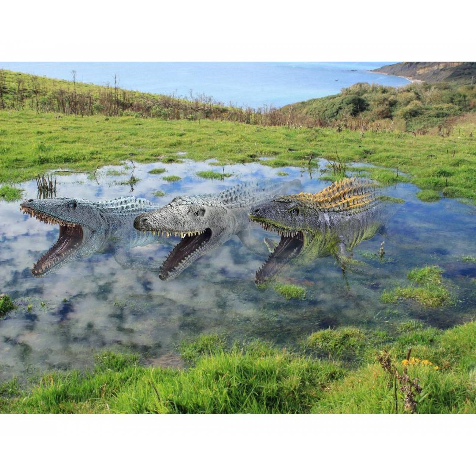 Grandes Juguetes De Dinosaurios Jurassic Mosasaurus Verde Color