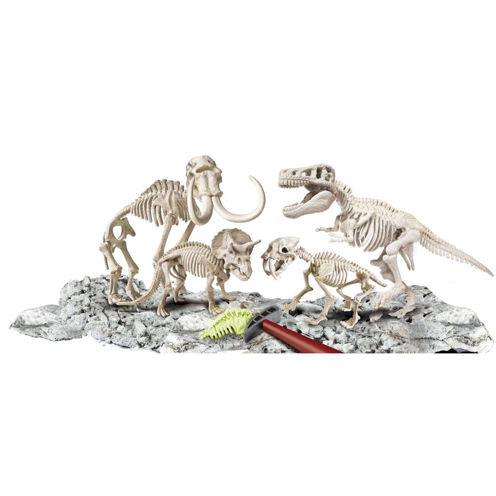 Juego De Excavación 4 En 1 Dinosaurios Fluorescentes- Clementoni 