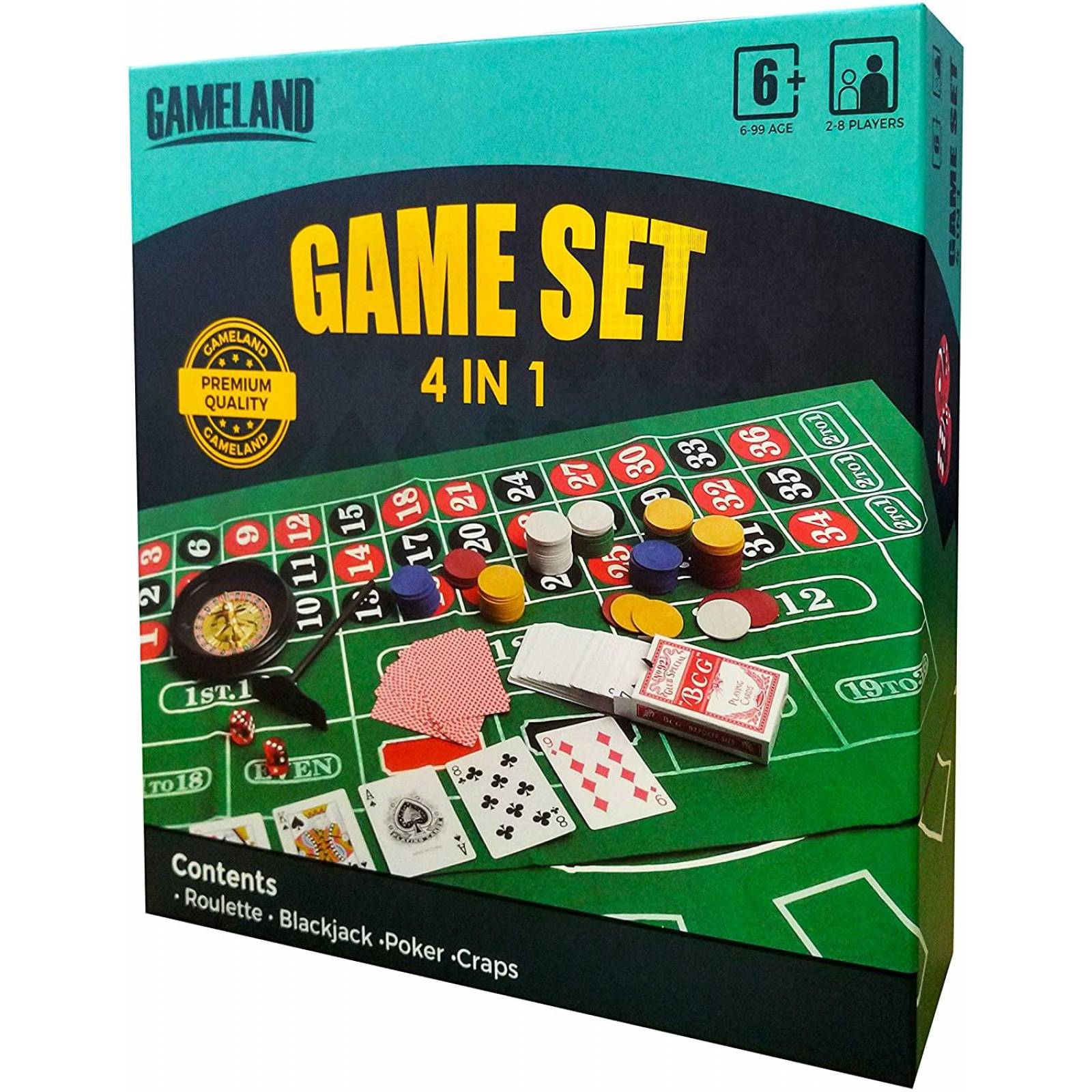 Set de Casino 4 en 1, Ruleta Black jack Póker Fichas .