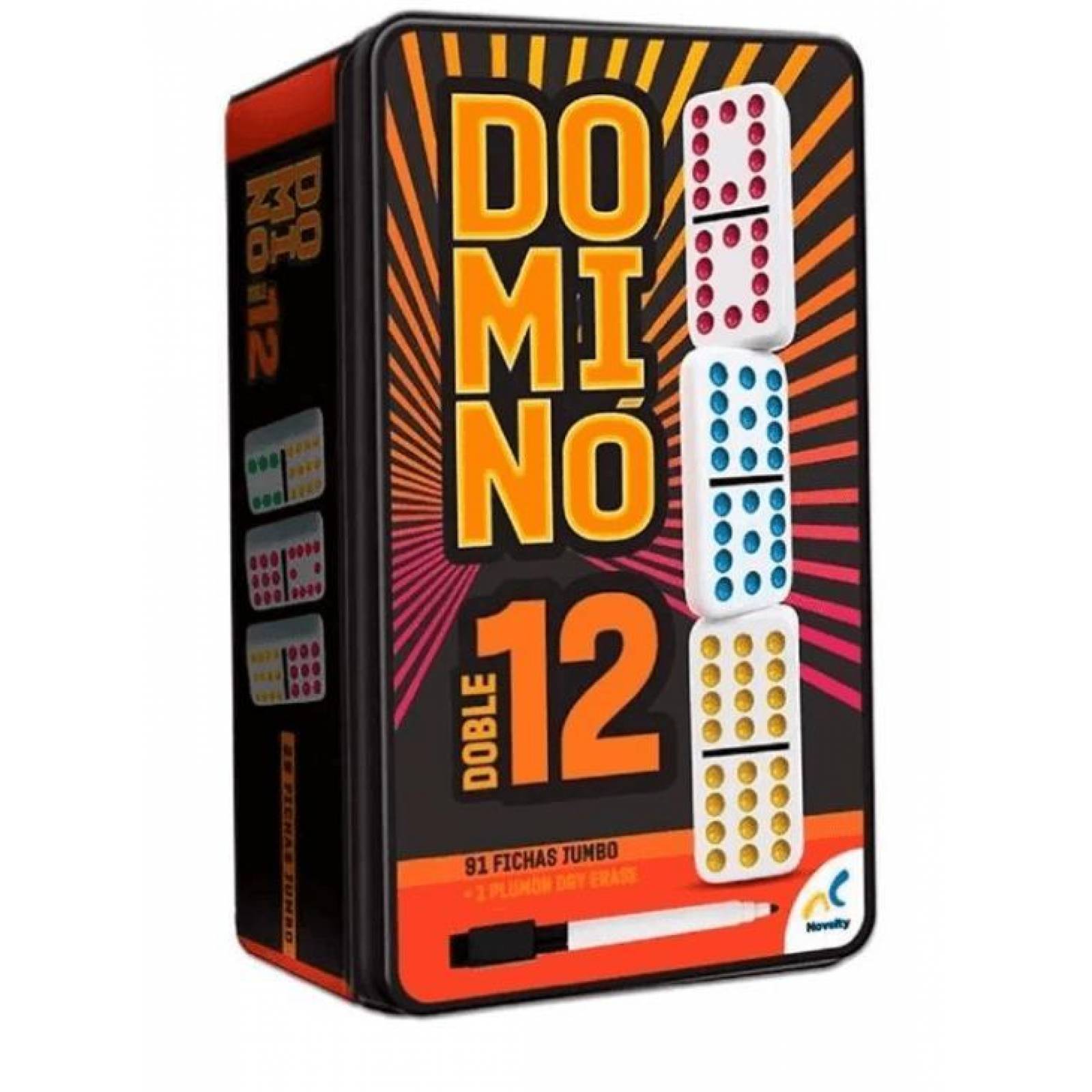 Domino Doble 12 En Caja Metalica 