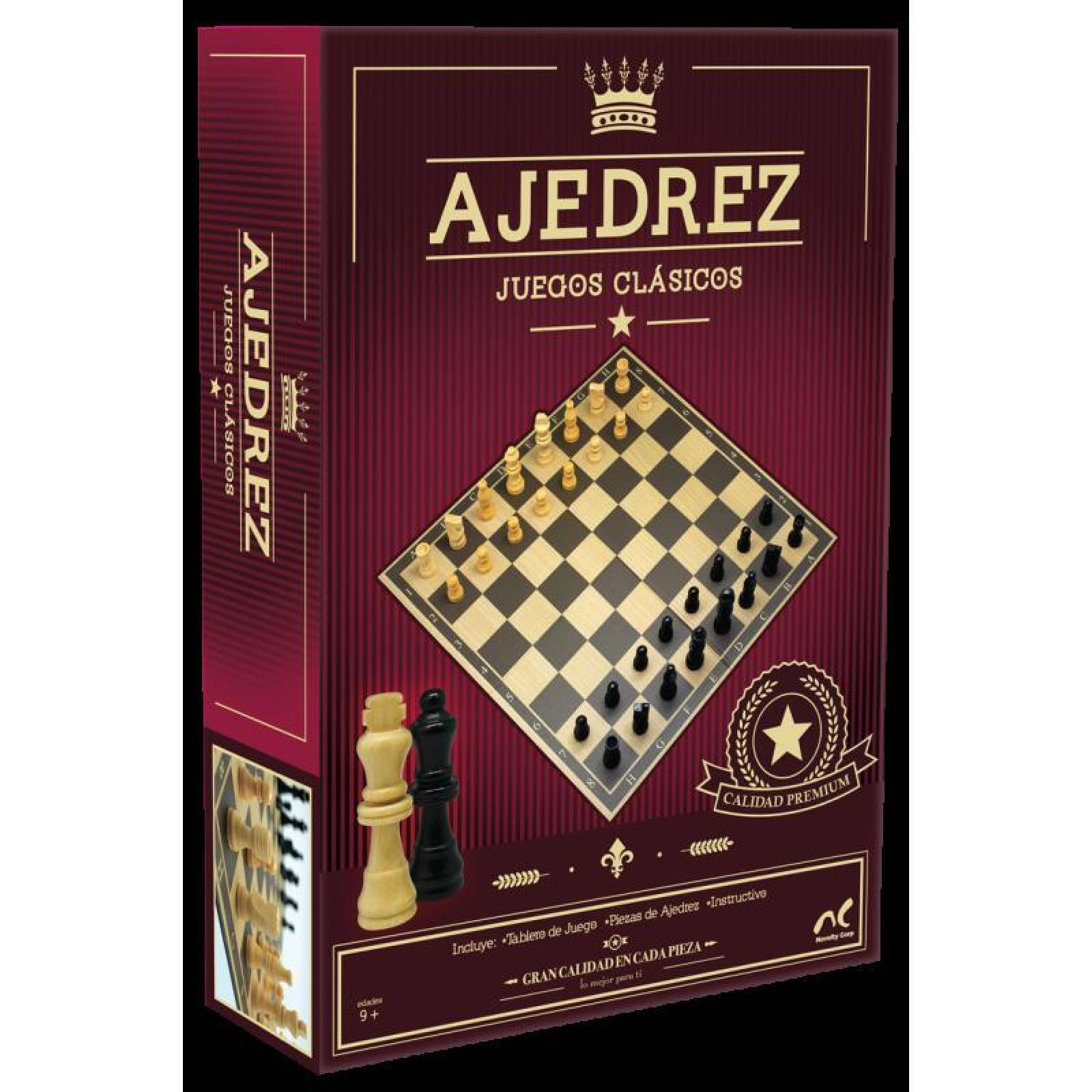 Juego Clasico De Ajedrez, Piezas De Madera, Tablero Plegable