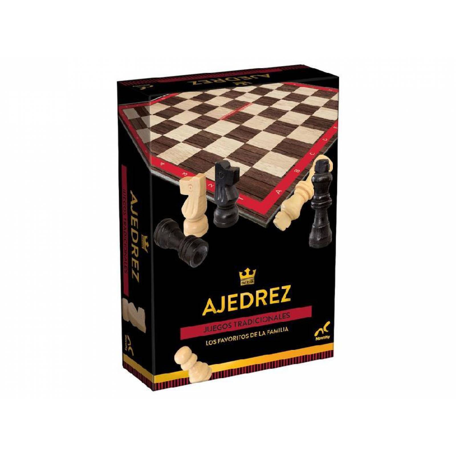 Juego Clasico De Ajedrez, Piezas De Madera, Tablero Plegable