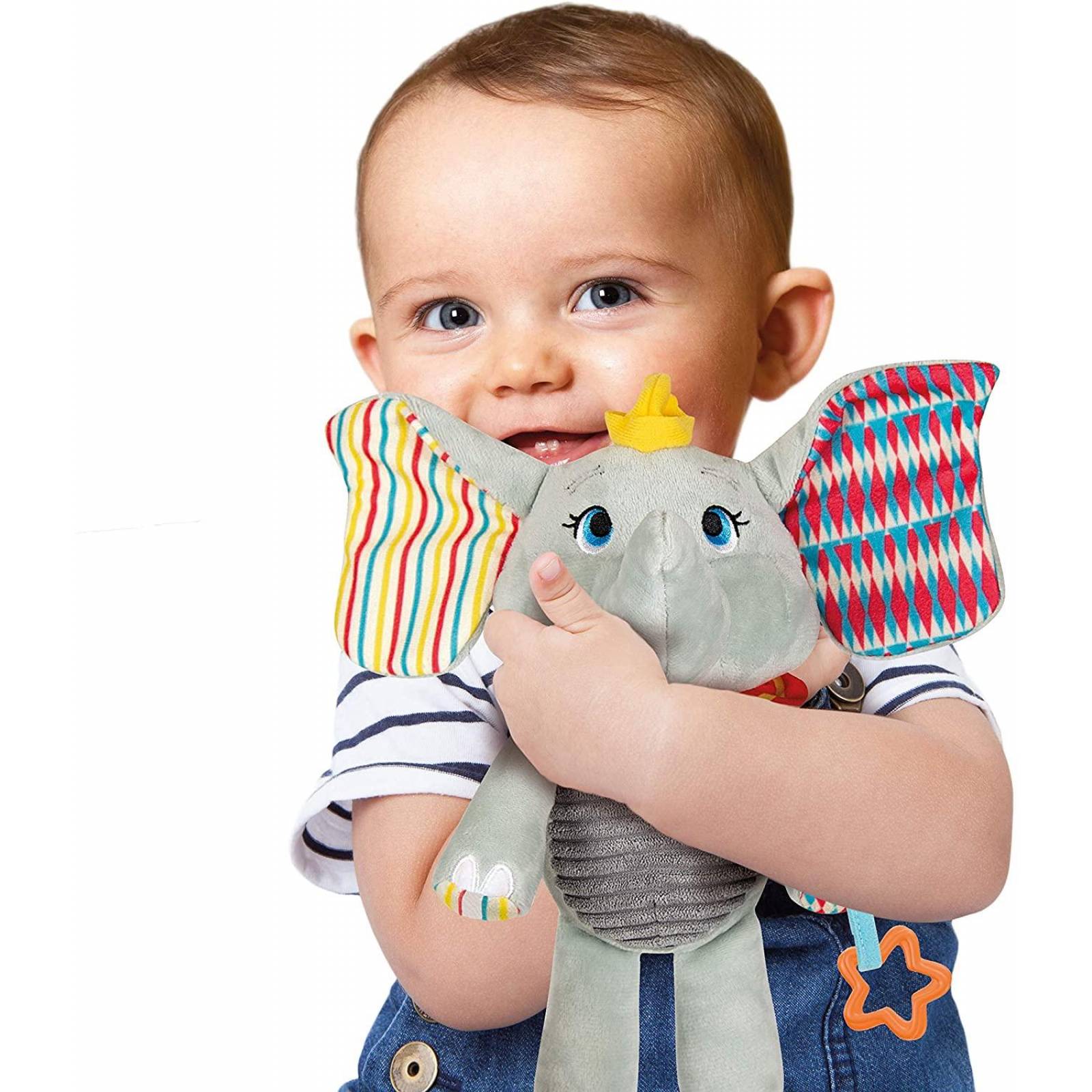 Peluche Dumbo Texturas Con Actividades y Sonido Clementoni 
