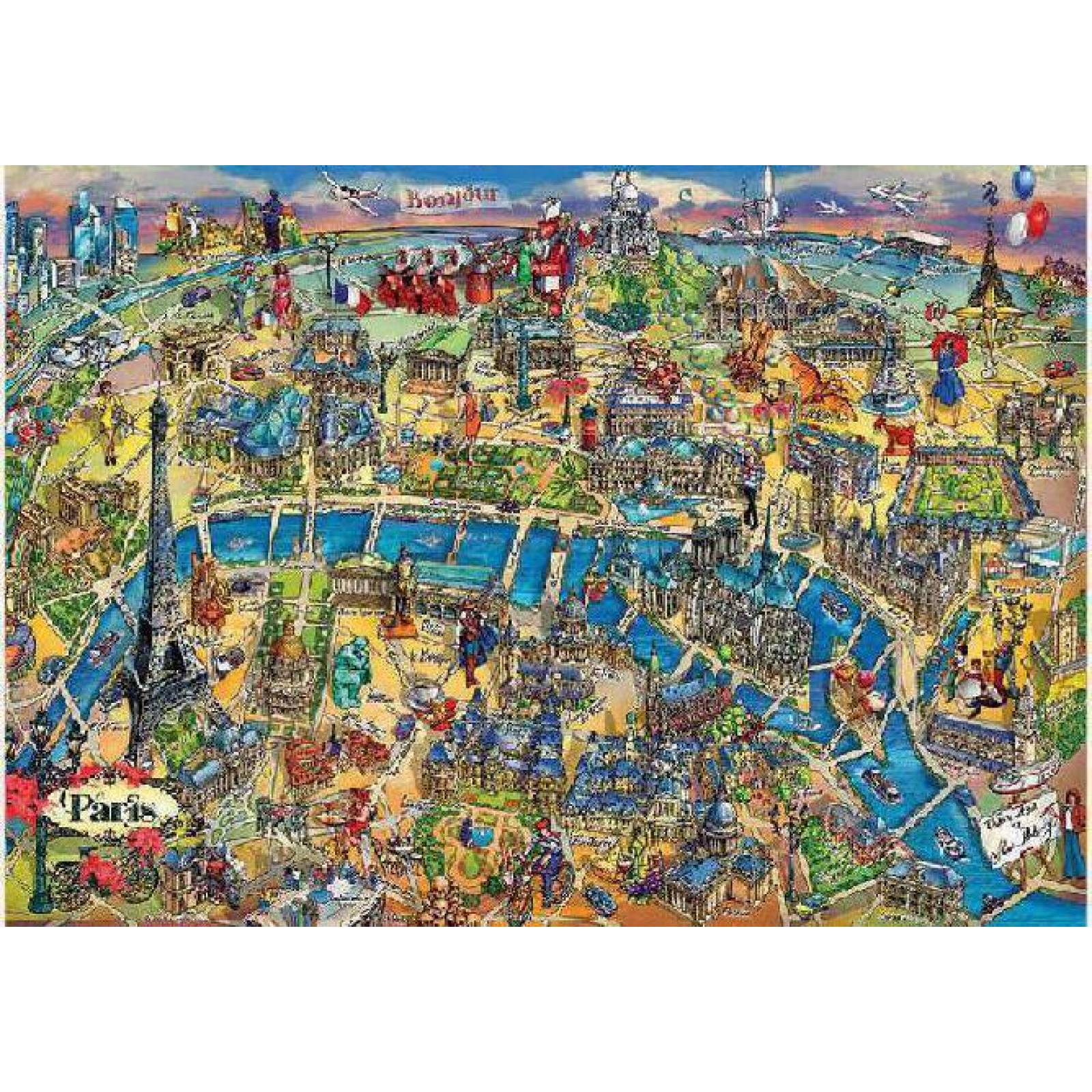 Mapa De Paris, Rompecabezas, 1000 Piezas, Paisaje 