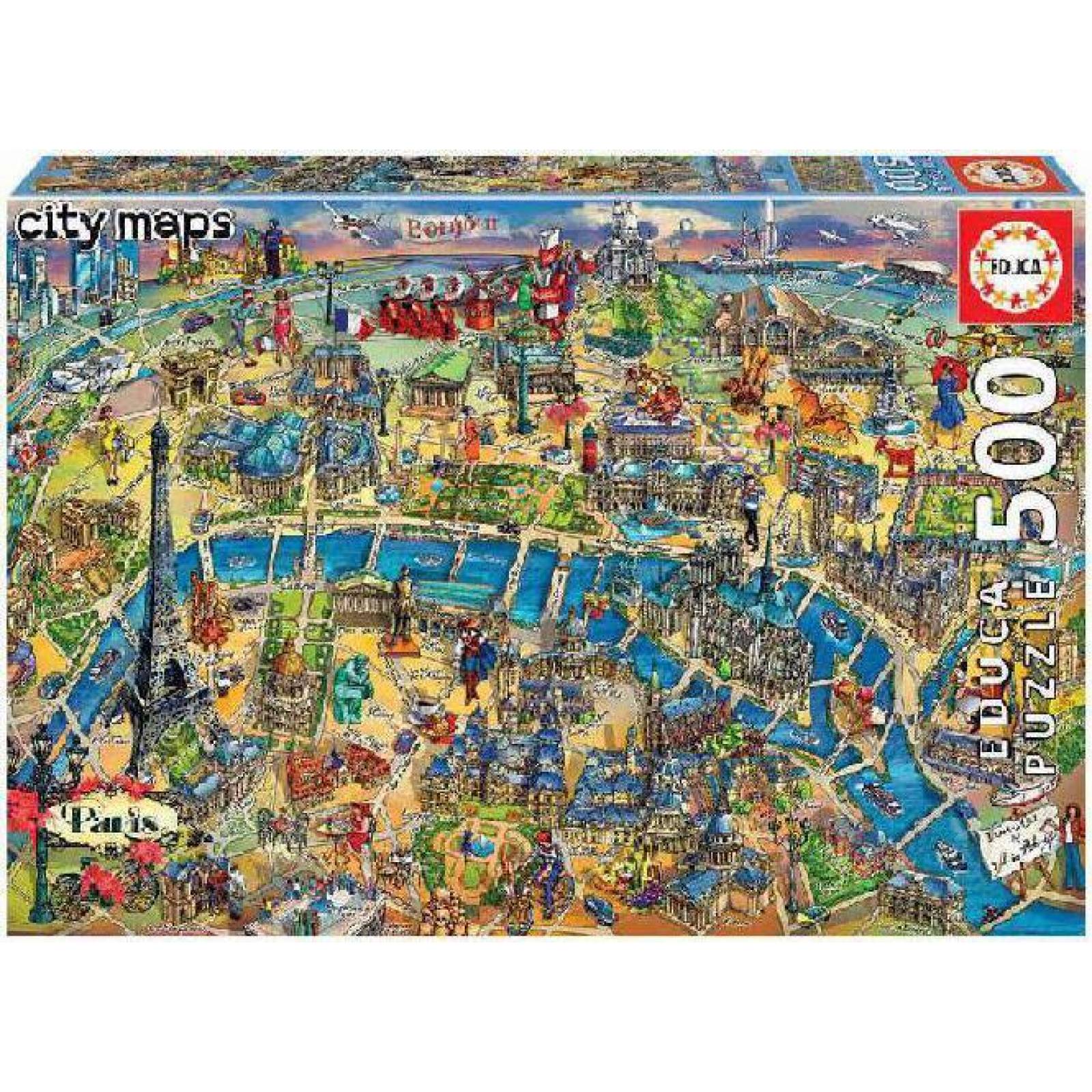 Mapa De Paris, Rompecabezas, 1000 Piezas, Paisaje 