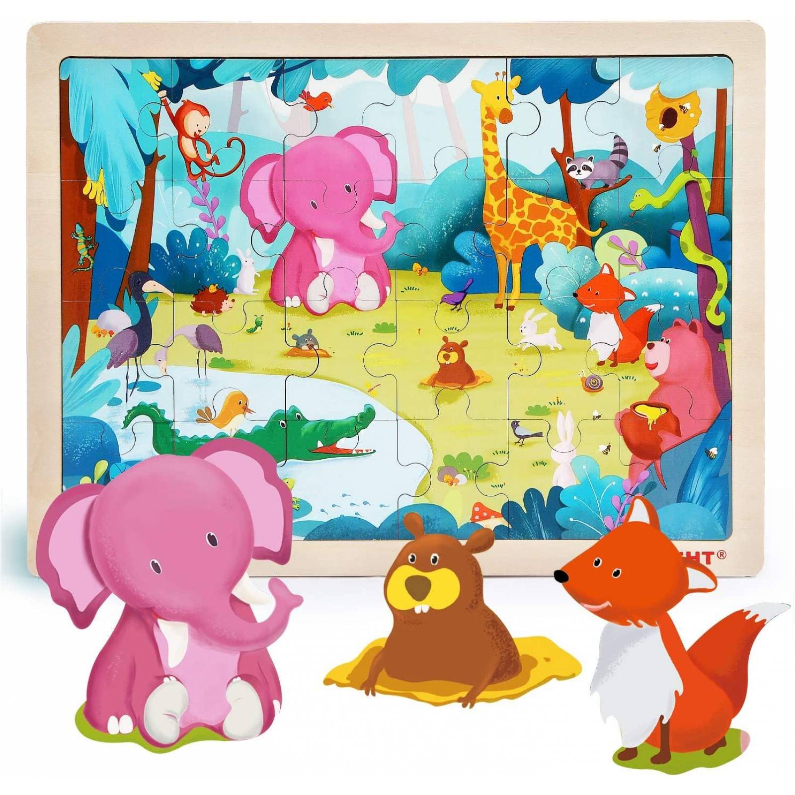 Rompecabezas De Madera Para Niños, Animalitos 24 Piezas .