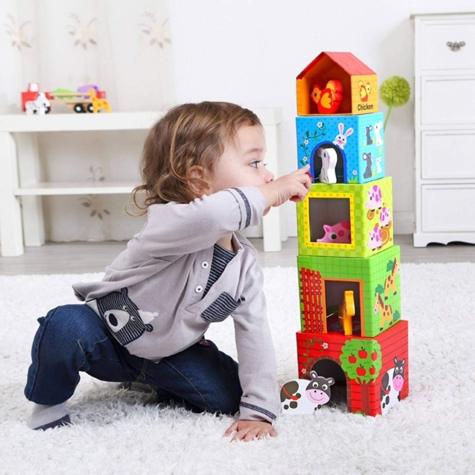 Juego De Bloques Apilables Animales 10 Piezas Nesting Boxes .