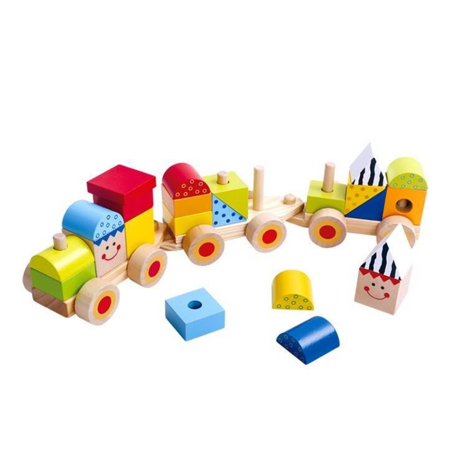 Tren De Madera Apilable Para Bebes Motriz Didactico 26 Pz .