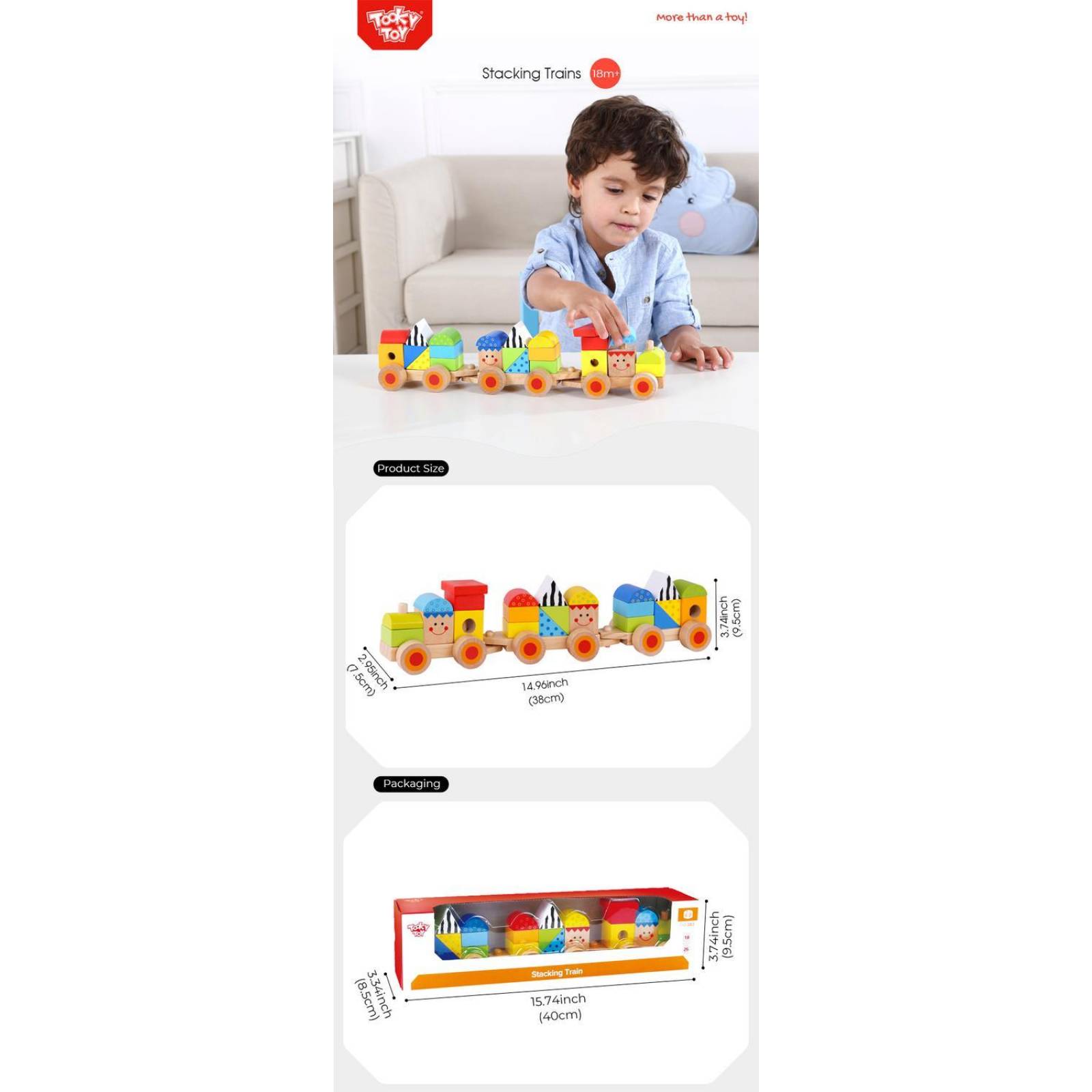 Tren De Madera Apilable Para Bebes Motriz Didactico 26 Pz .