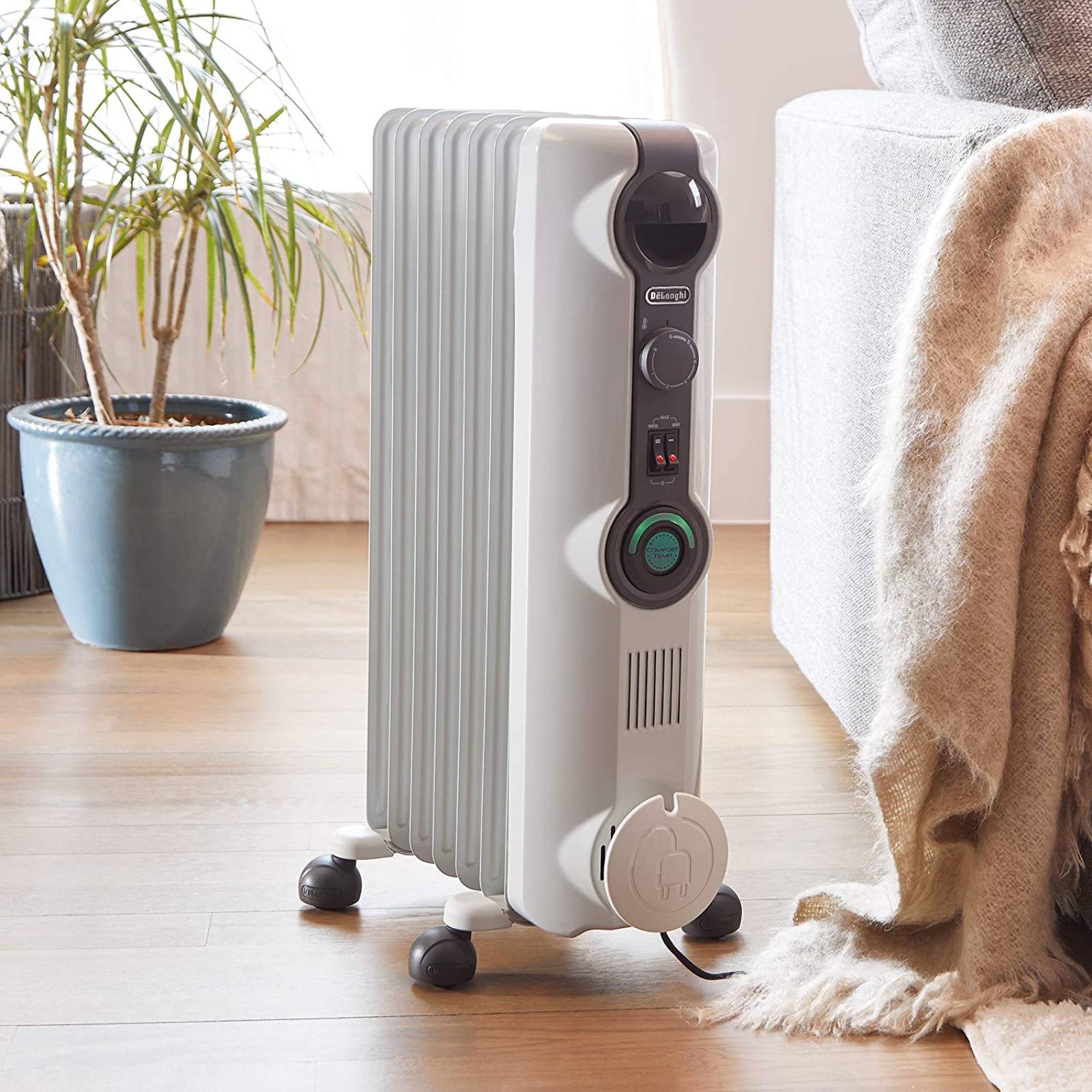 De'Longhi Calentador de espacio de radiador lleno de aceite, ahorro de energía, características de seg