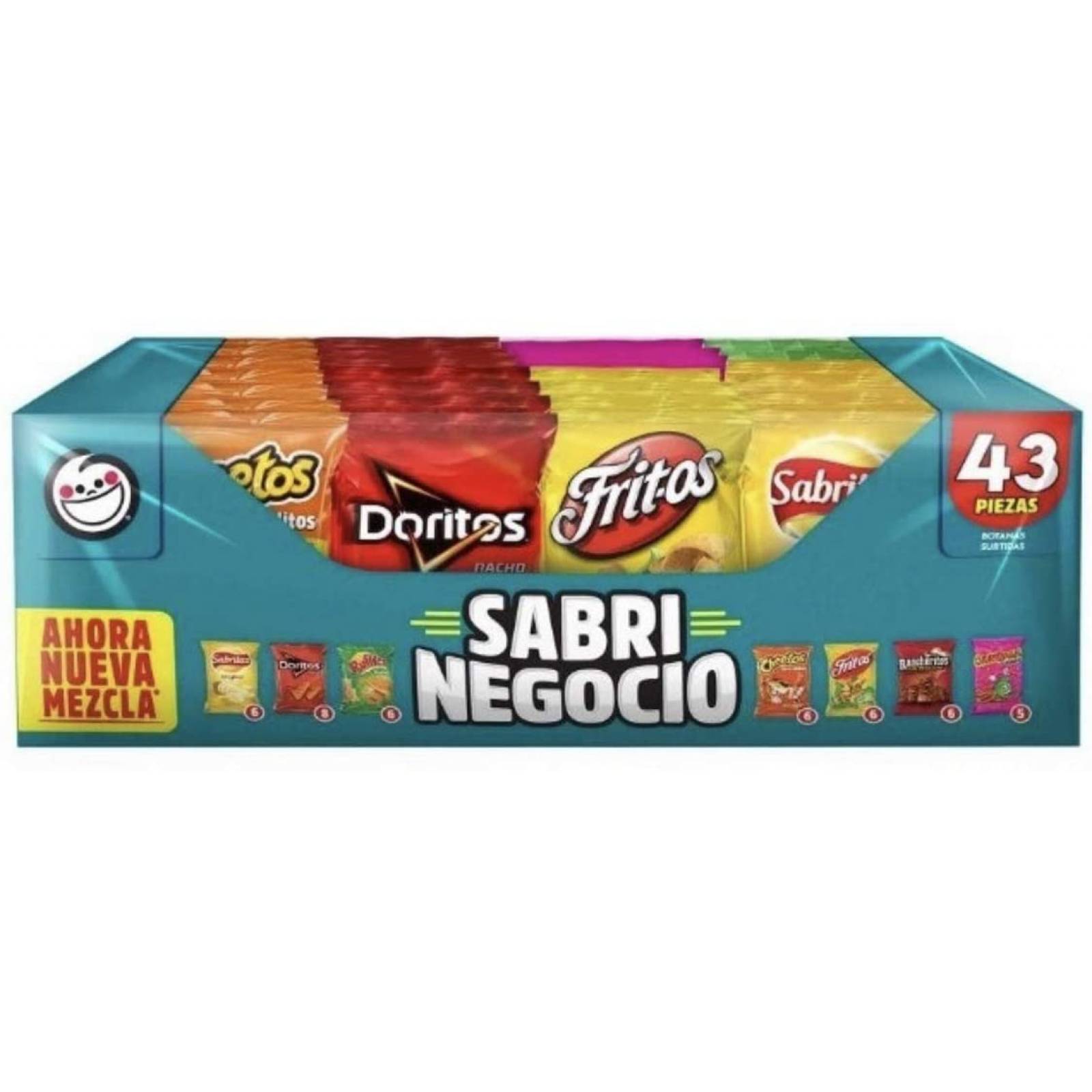 BOTANA SURTIDA SABRI NEGOCIO PAQUETE GRANDE CON 43 PIEZAS SABRITASS BOTANA PAPAS FRITAS SNACK
