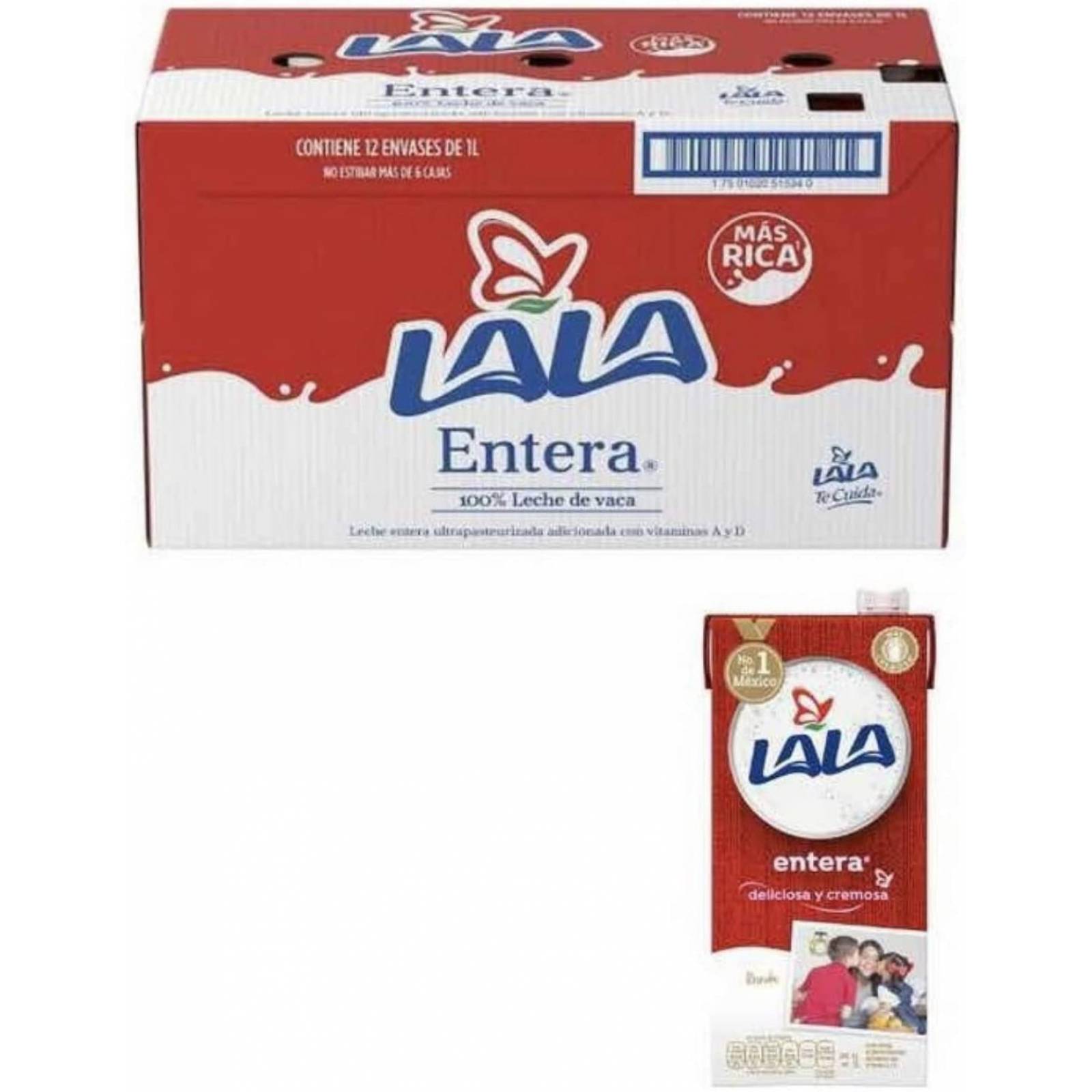 LECHE LALA ENTERA CAJA CON 12 PZAS DE 1 LITRO SALUDABLE REFRESCANTE
