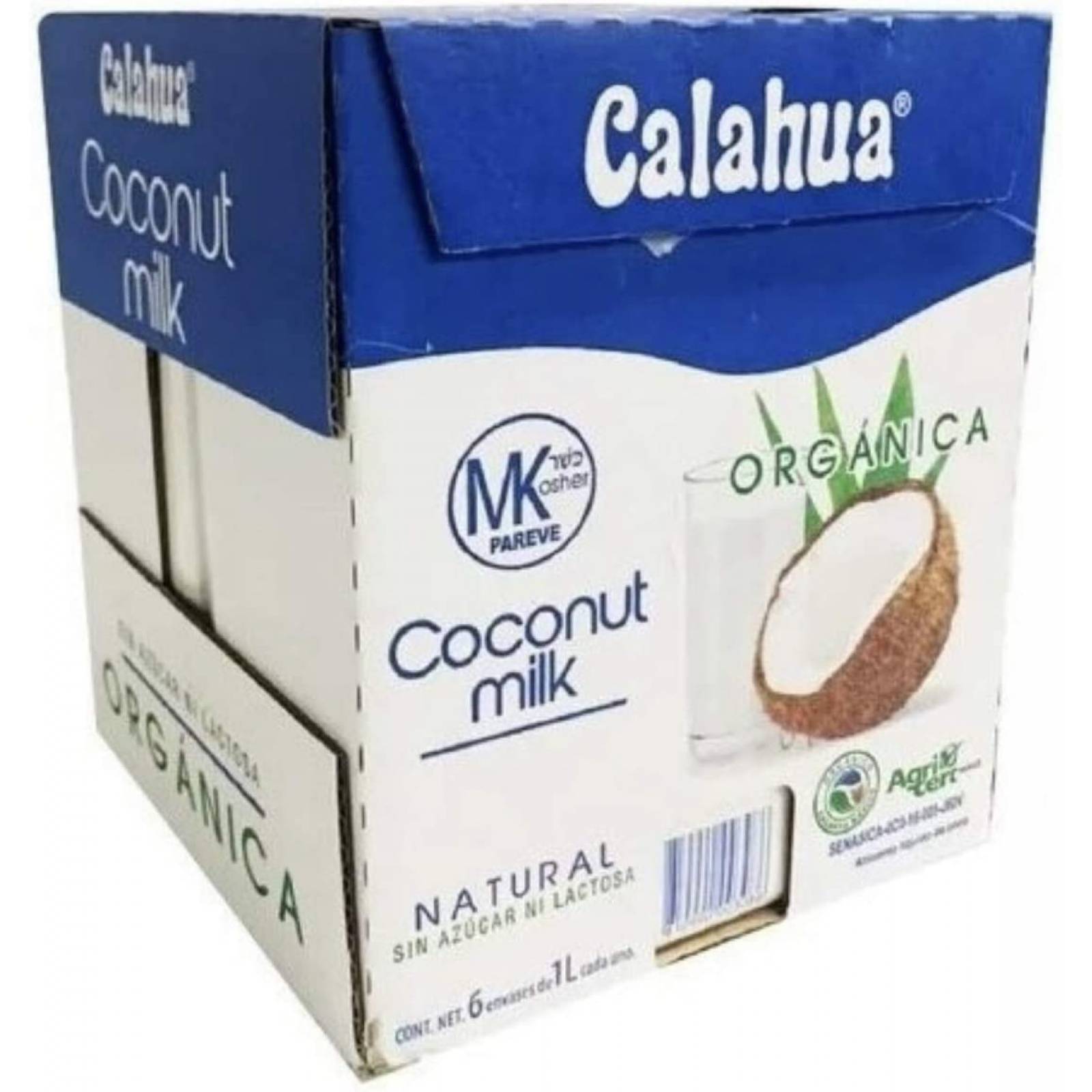 LECHE DE COCO ORGÁNICA CALAHUA CAJA CON 6 PZAS DE 1 LITRO