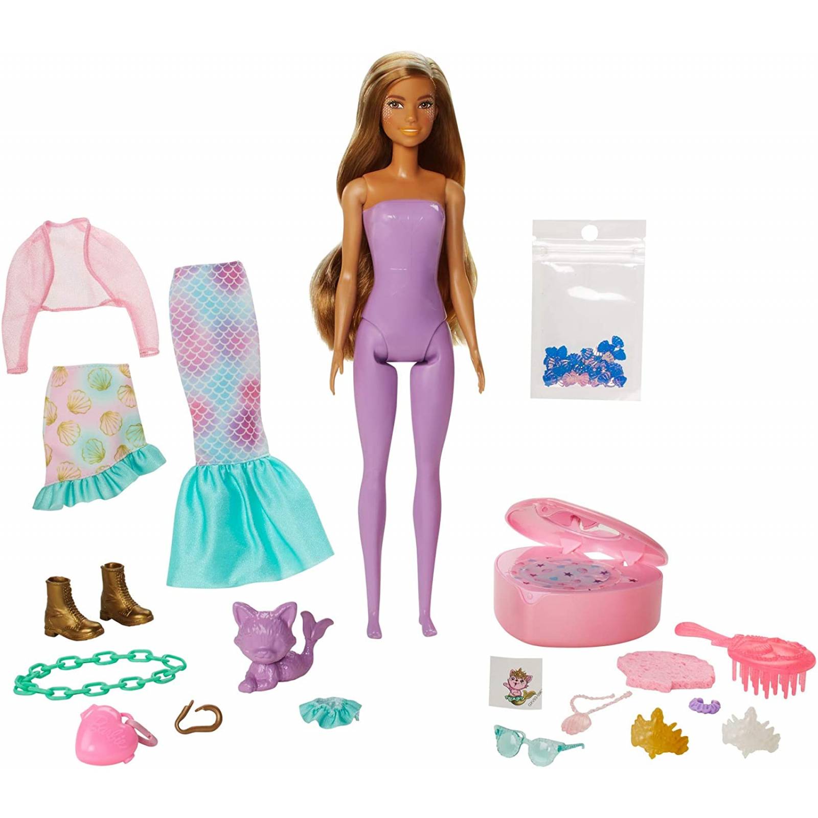Barbie Fashionista, Color Reveal Moda de Fantasía, Muñeca para niñas de 3 años en adelante