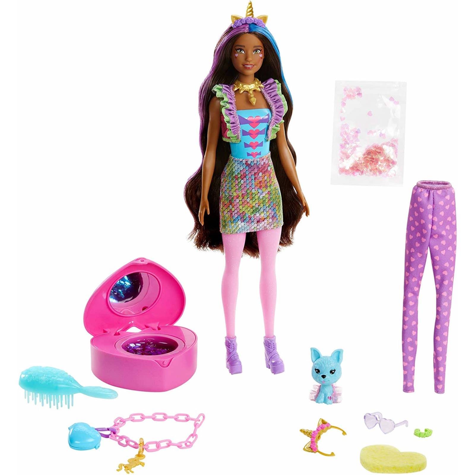 Barbie Fashionista, Color Reveal Moda de Fantasía, Muñeca para niñas de 3 años en adelante