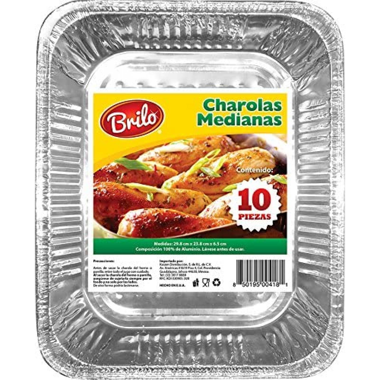 Charola Mediana Desechable de Aluminio caja c/10