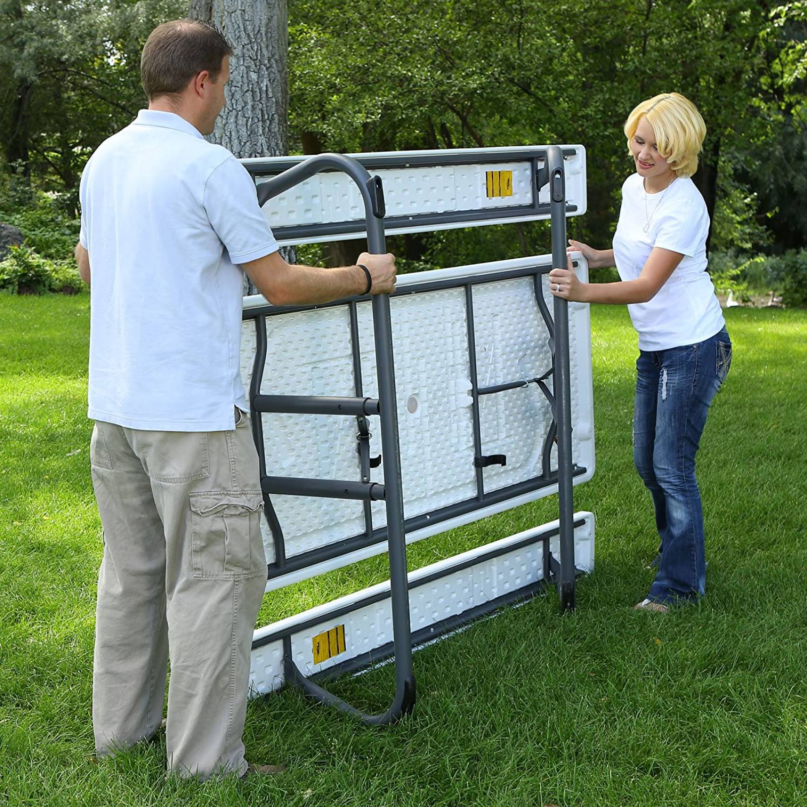 LIFETIME 80215 Mesa de Picnic Plegable, 1,8 m, Granito Blanco