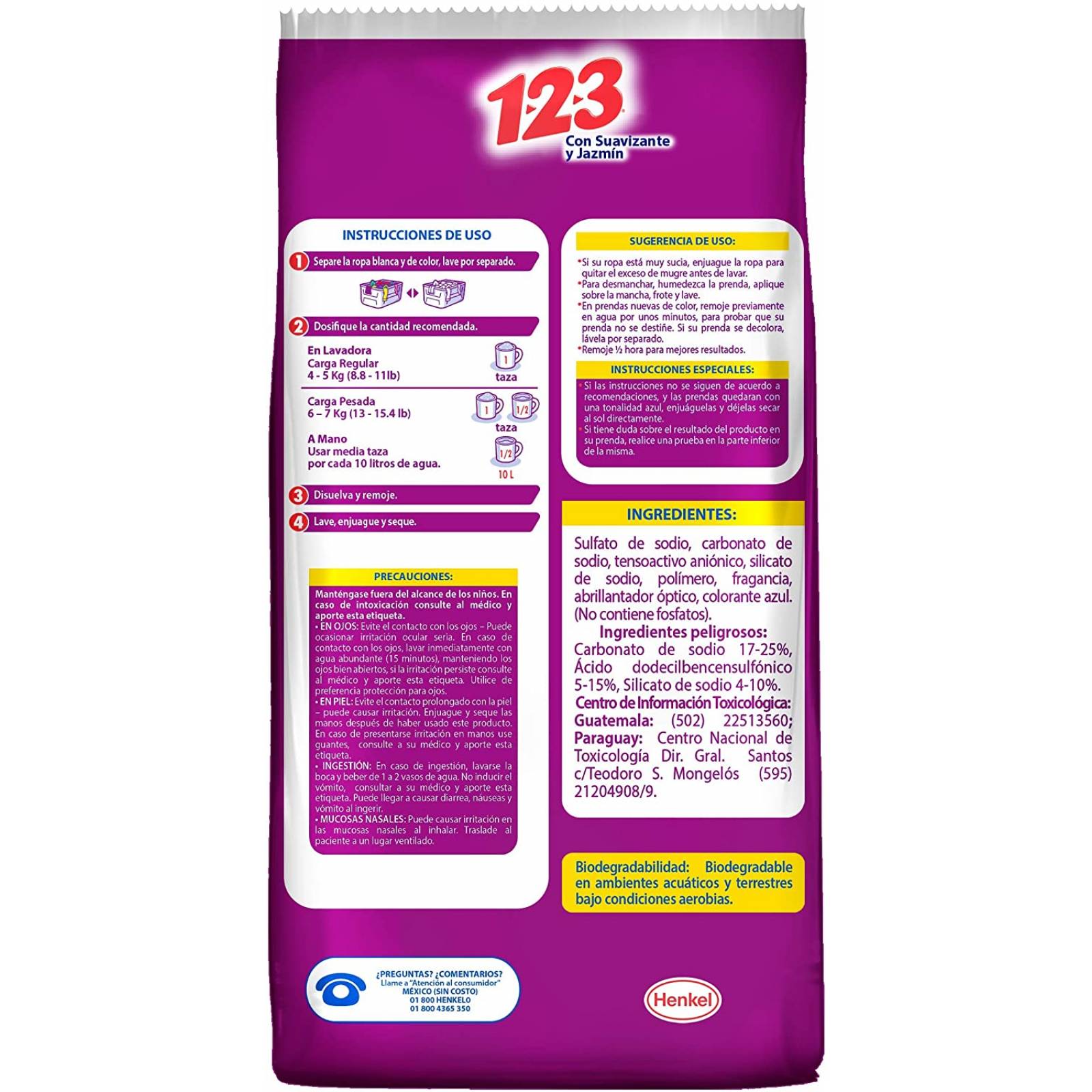 1-2-3 MAXI PODER con Suavizante y Jazmín 10 kg